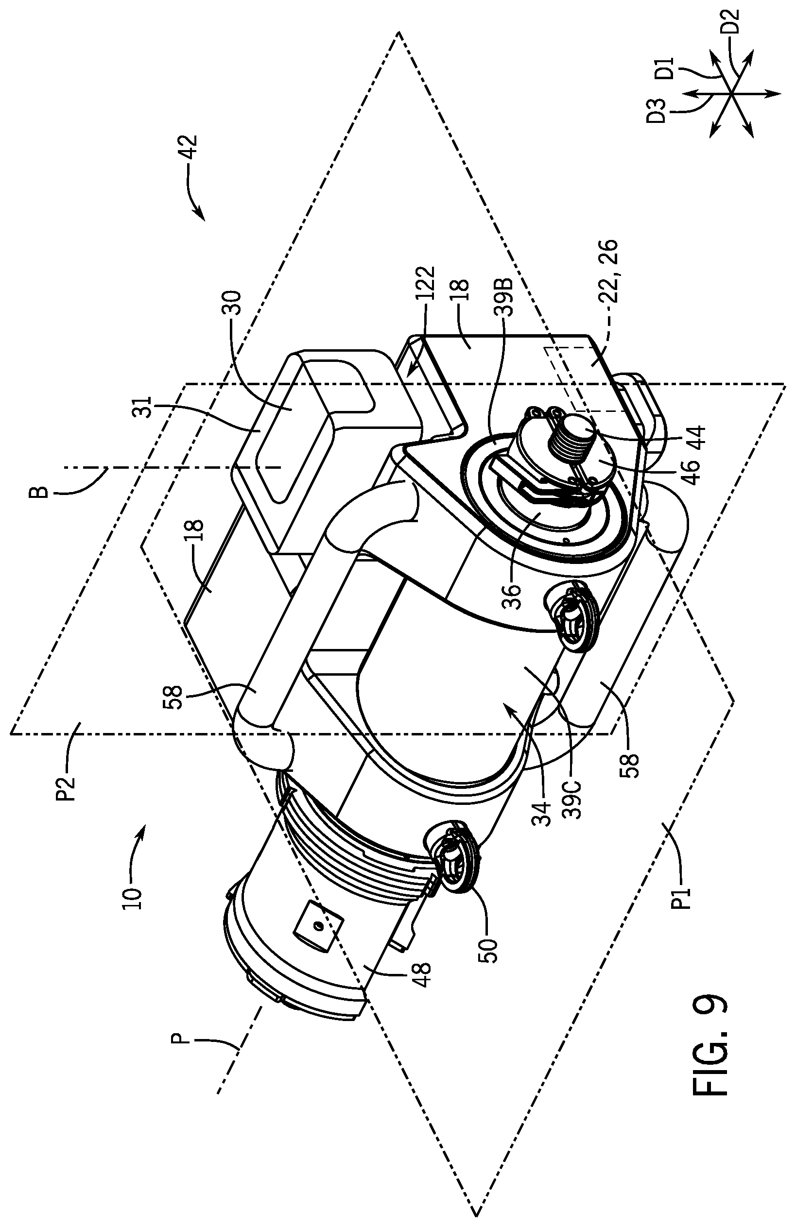 Patent US12331764 Figure 6 – Hydraulic jack assembly and pin puller assembly