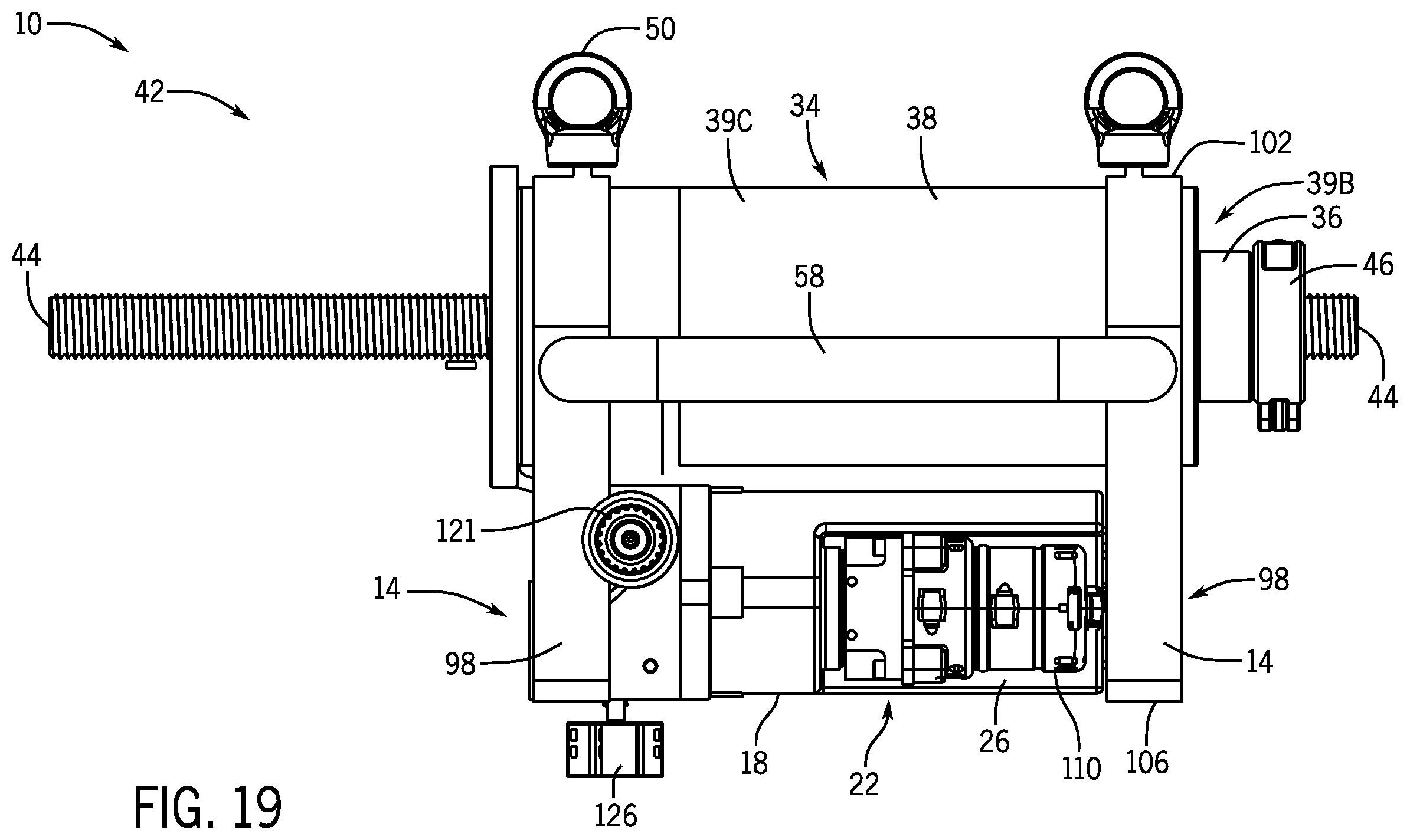 Patent US12331764 Figure 16 – Hydraulic jack assembly and pin puller assembly