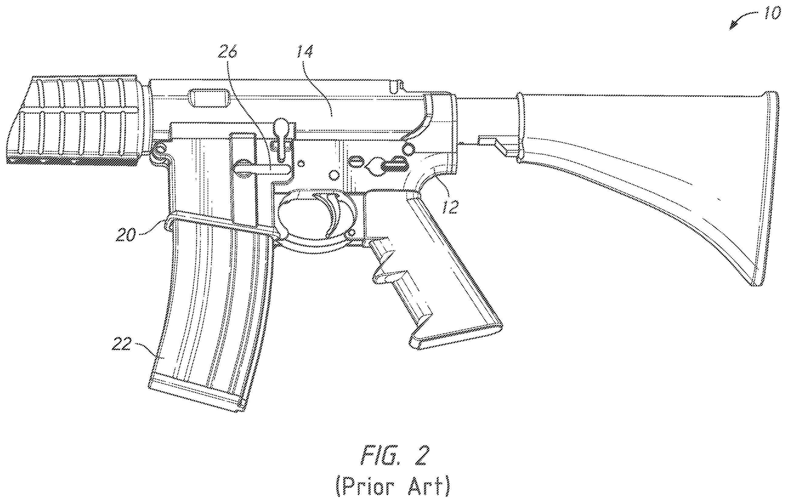 Patent US12332006 Figure 2 – Firearm magazine retention system with positive positioning feature