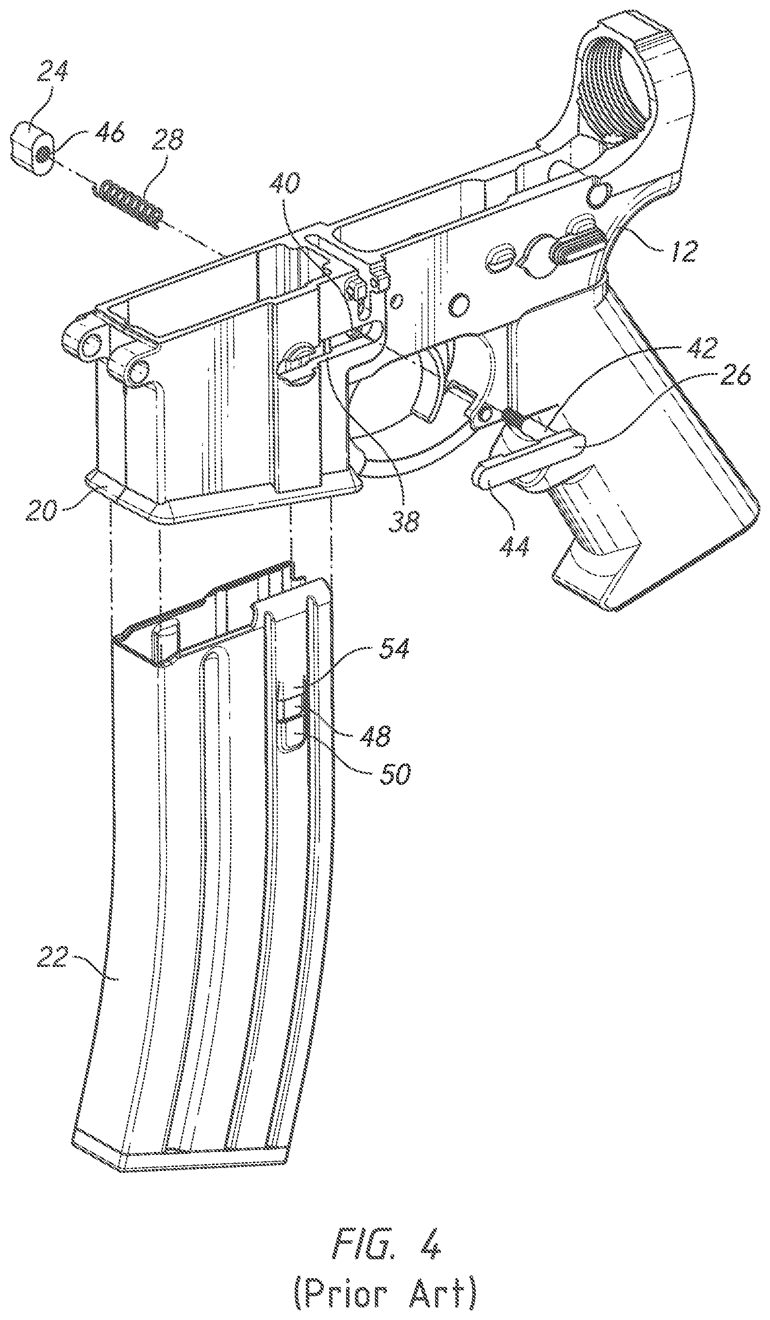 Patent US12332006 Figure 4 – Firearm magazine retention system with positive positioning feature