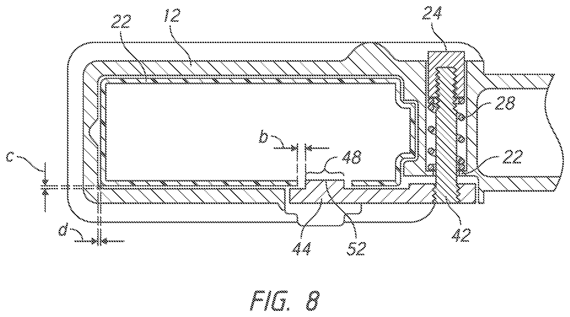 Patent US12332006 Figure 8 – Firearm magazine retention system with positive positioning feature