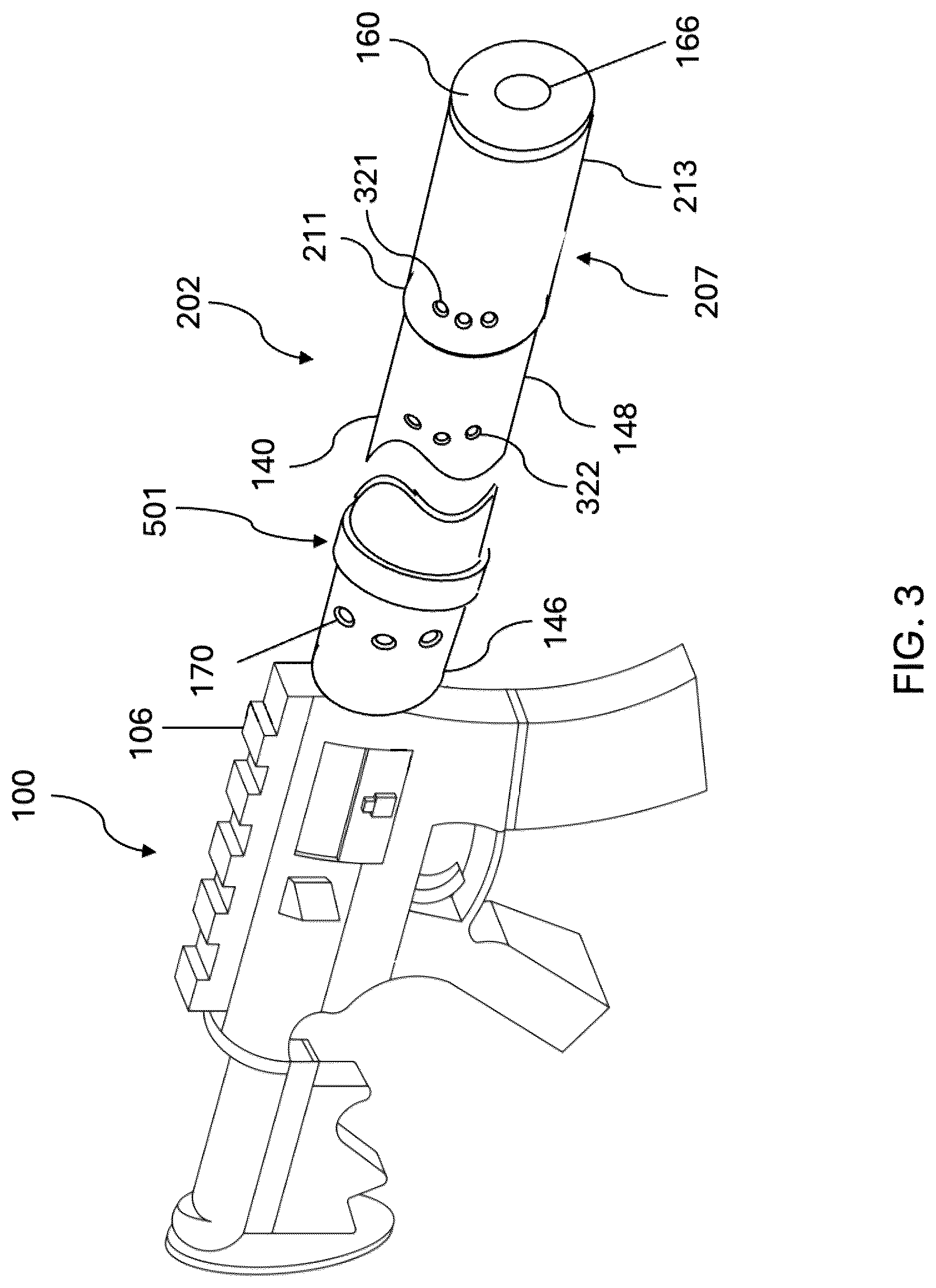 Patent US12332008 Figure 3 – Firearm suppressor integrated with handguard