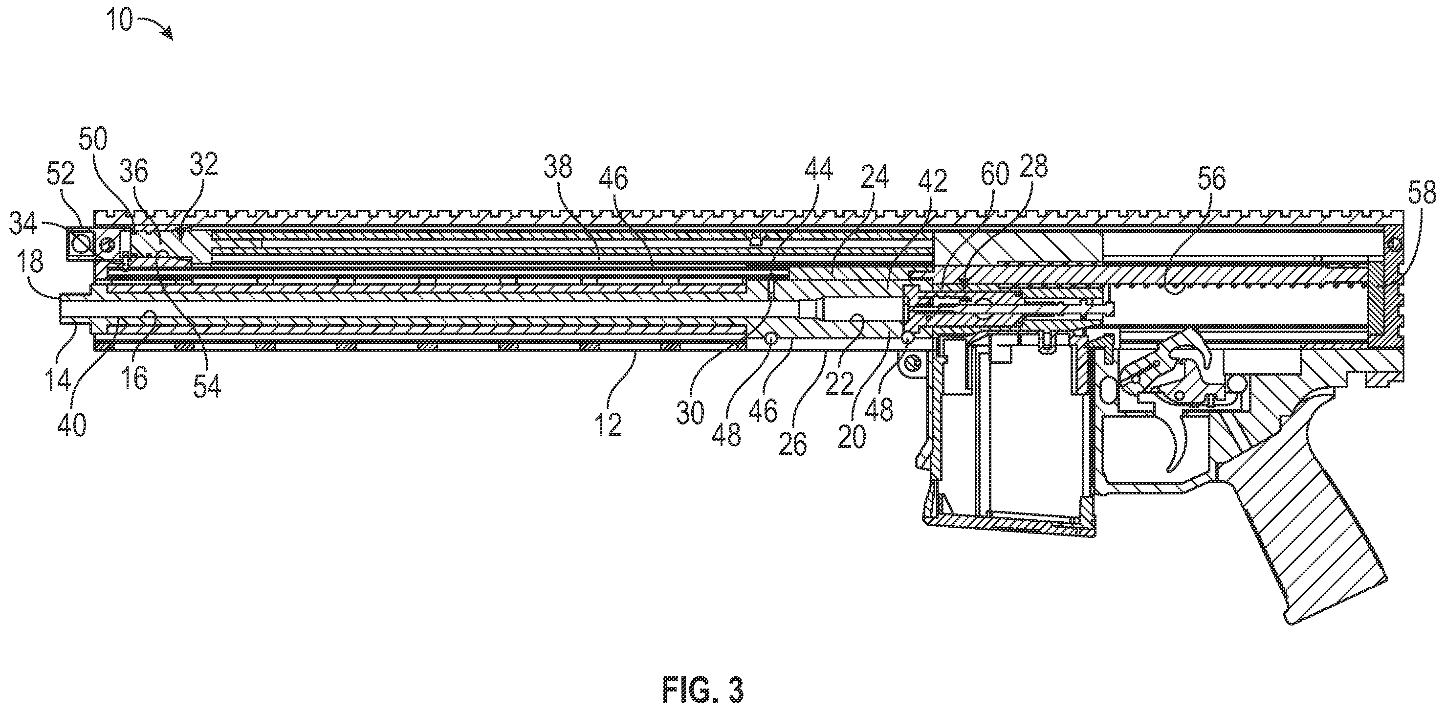 Patent US12332012 Figure 3 – Gas-operated firearm