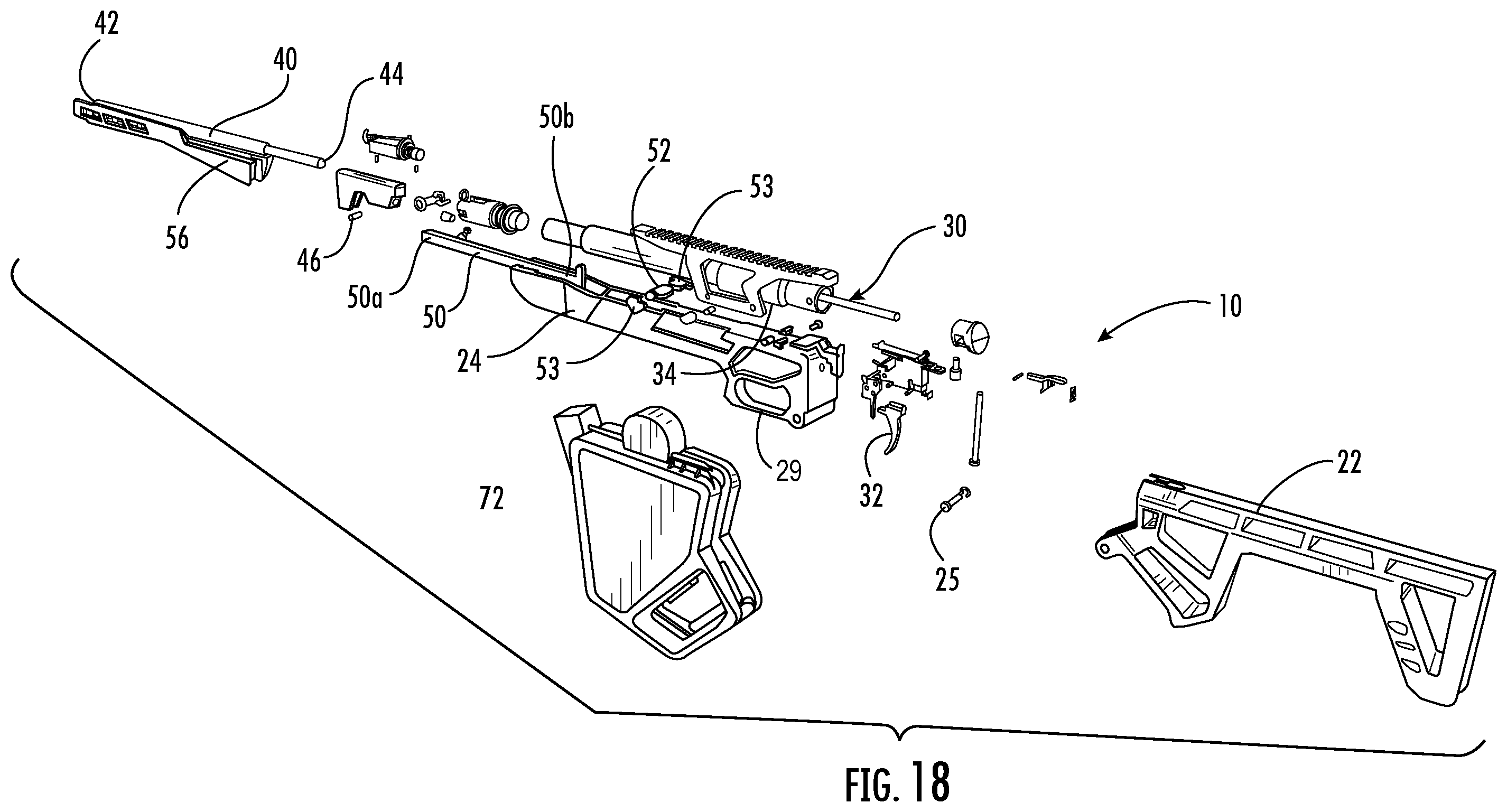 Patent US12332014 Figure 10 – Foldable break barrel airgun