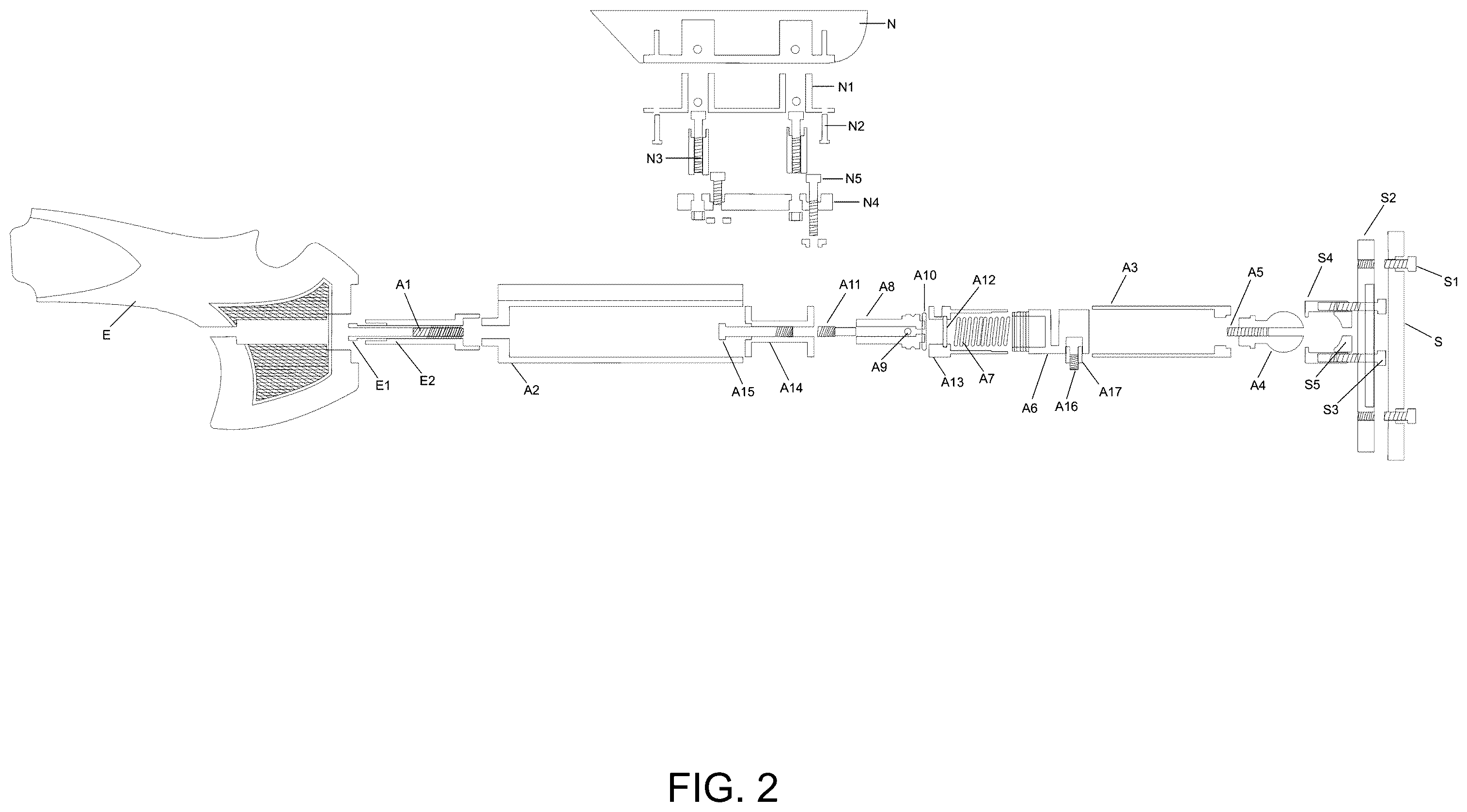 Patent US12332015 Figure 2 – Firearm stock with hydraulic dampening