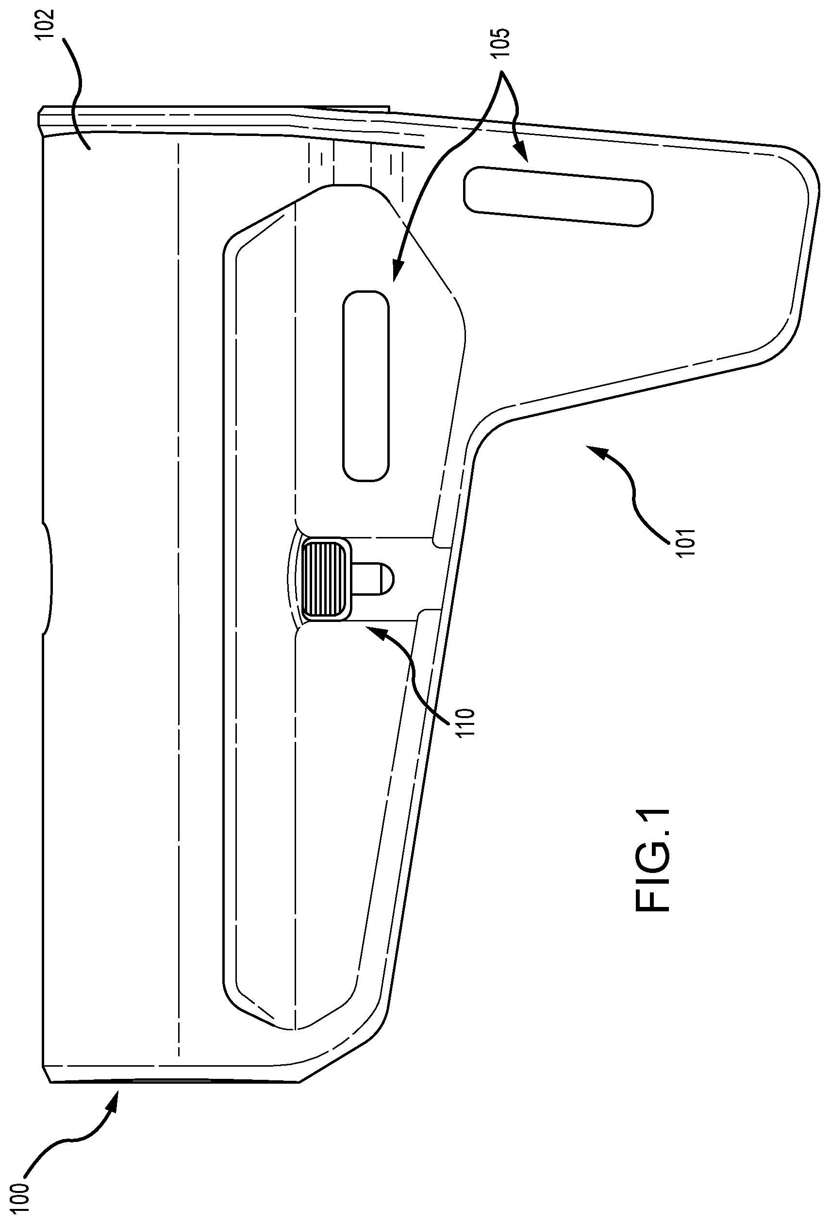 Patent US12332016 Figure 1 – Firearm stock or arm brace