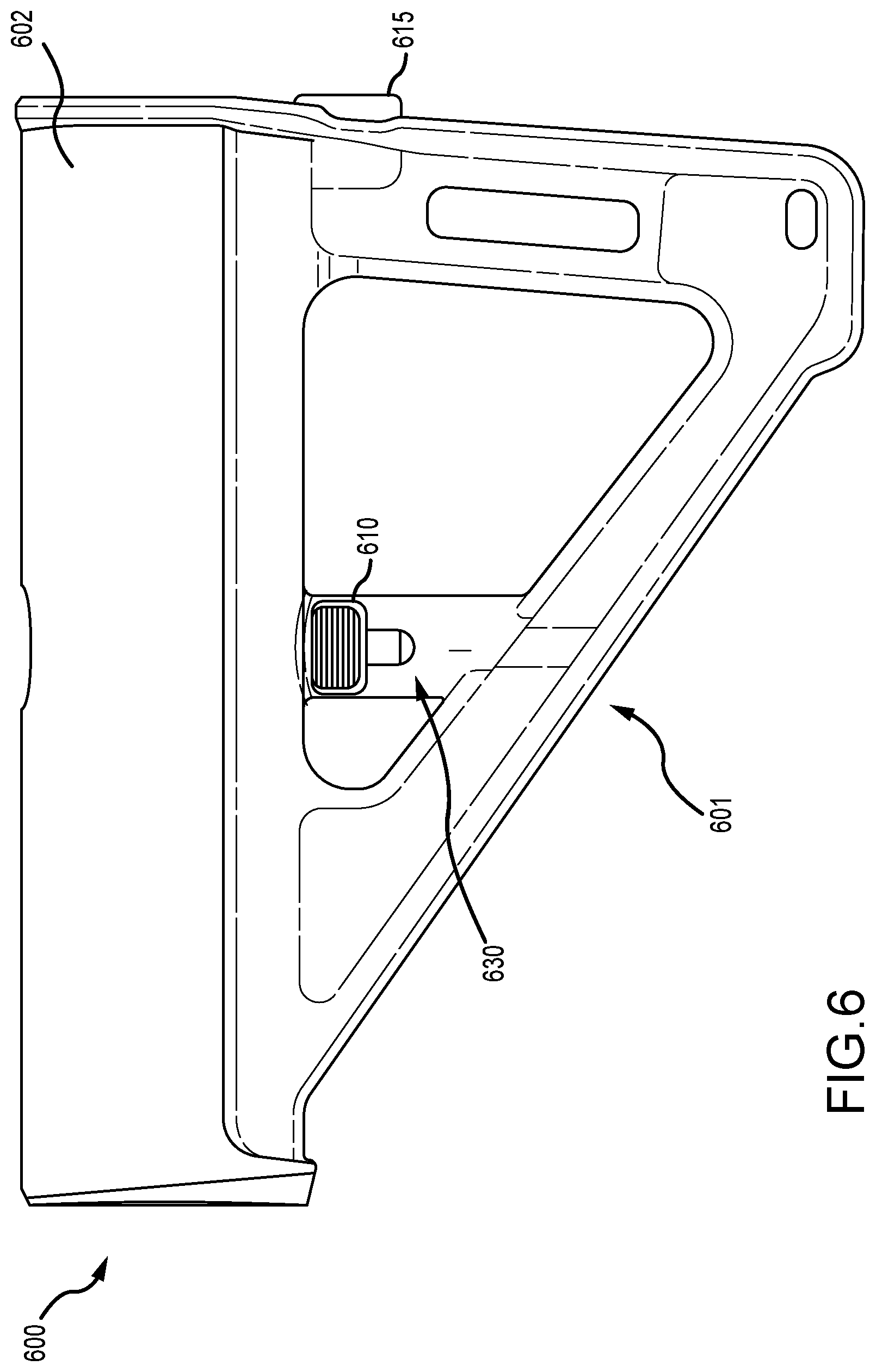 Patent US12332016 Figure 6 – Firearm stock or arm brace