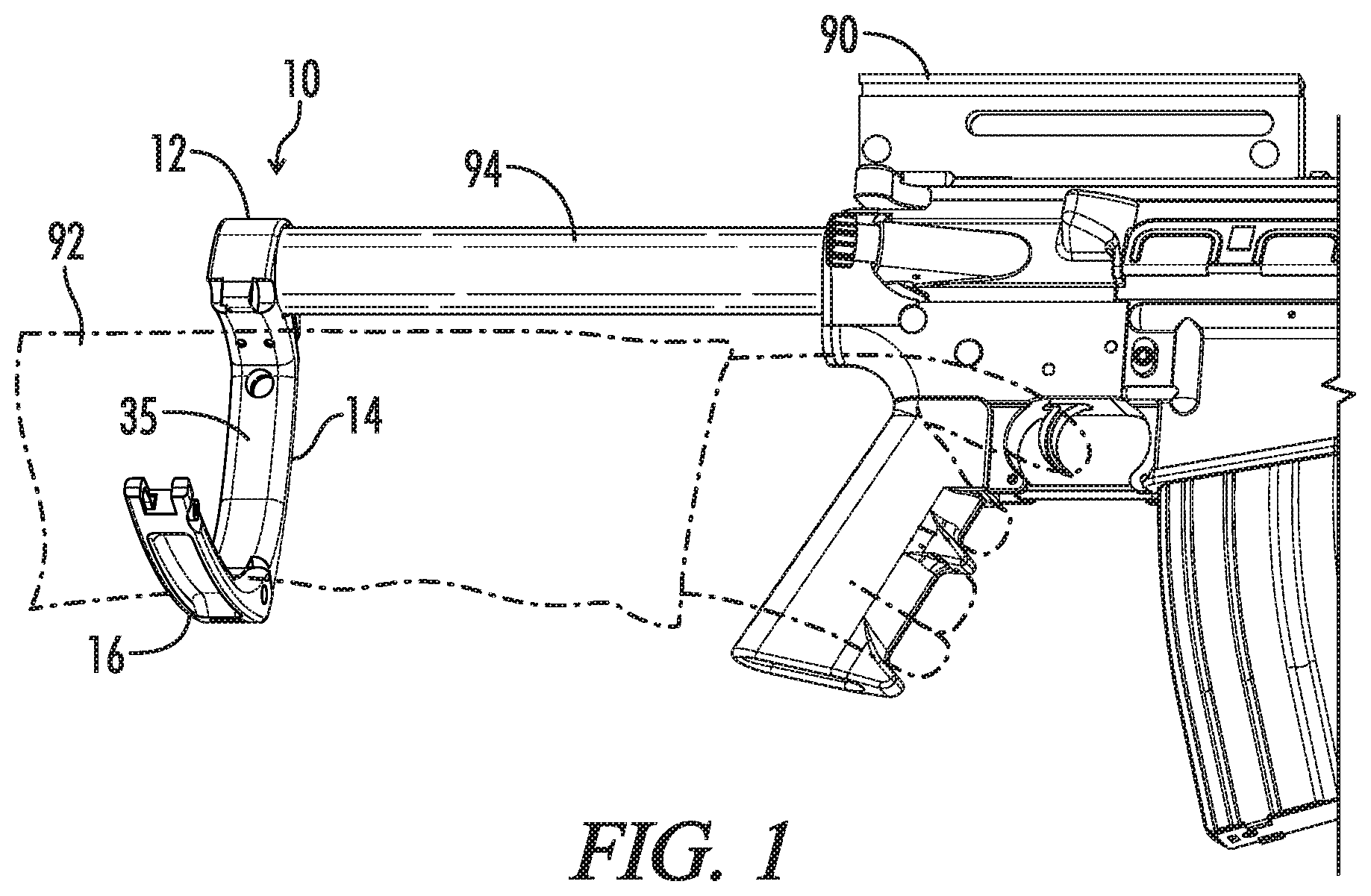 Patent US12332017 Figure 1 – Handgun brace