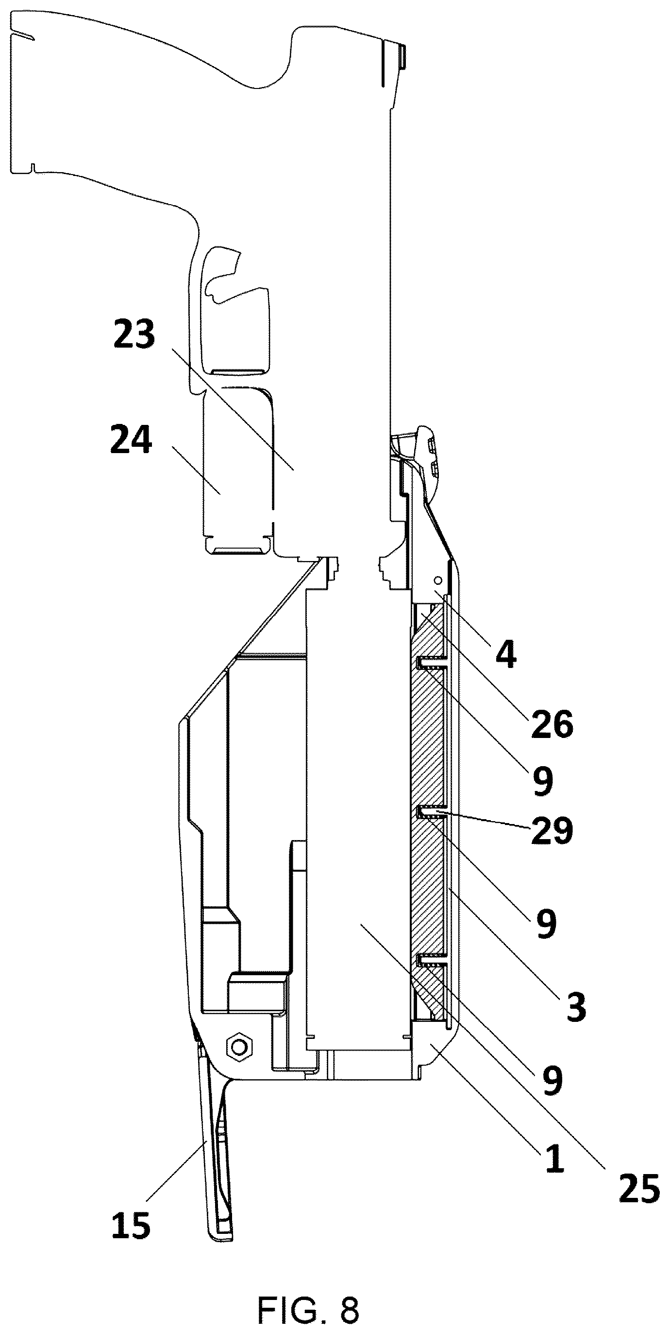 Patent US12332018 Figure 8 – Pistol holster