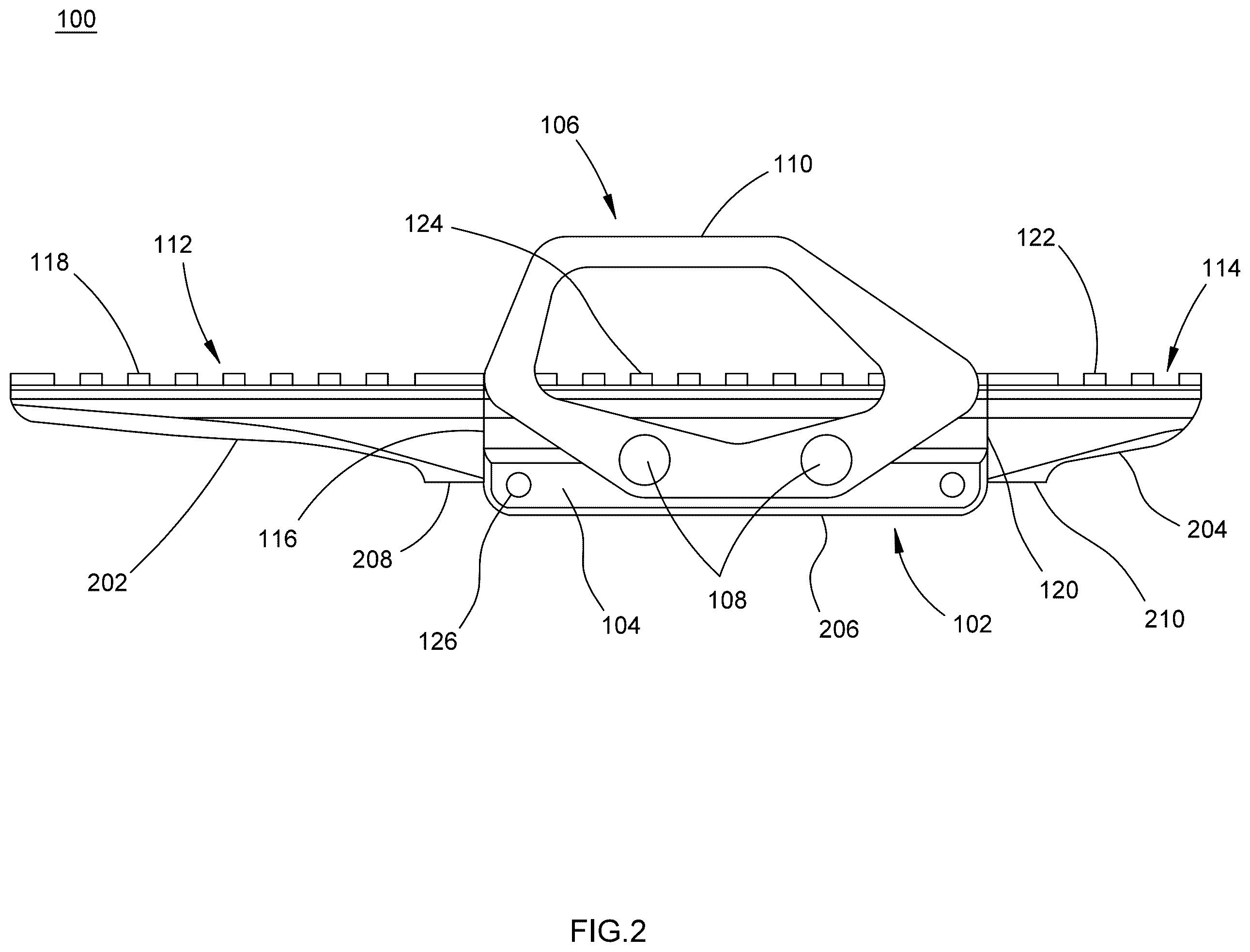 Patent US12332022 Figure 2 – Optics mount and riser system for a firearm