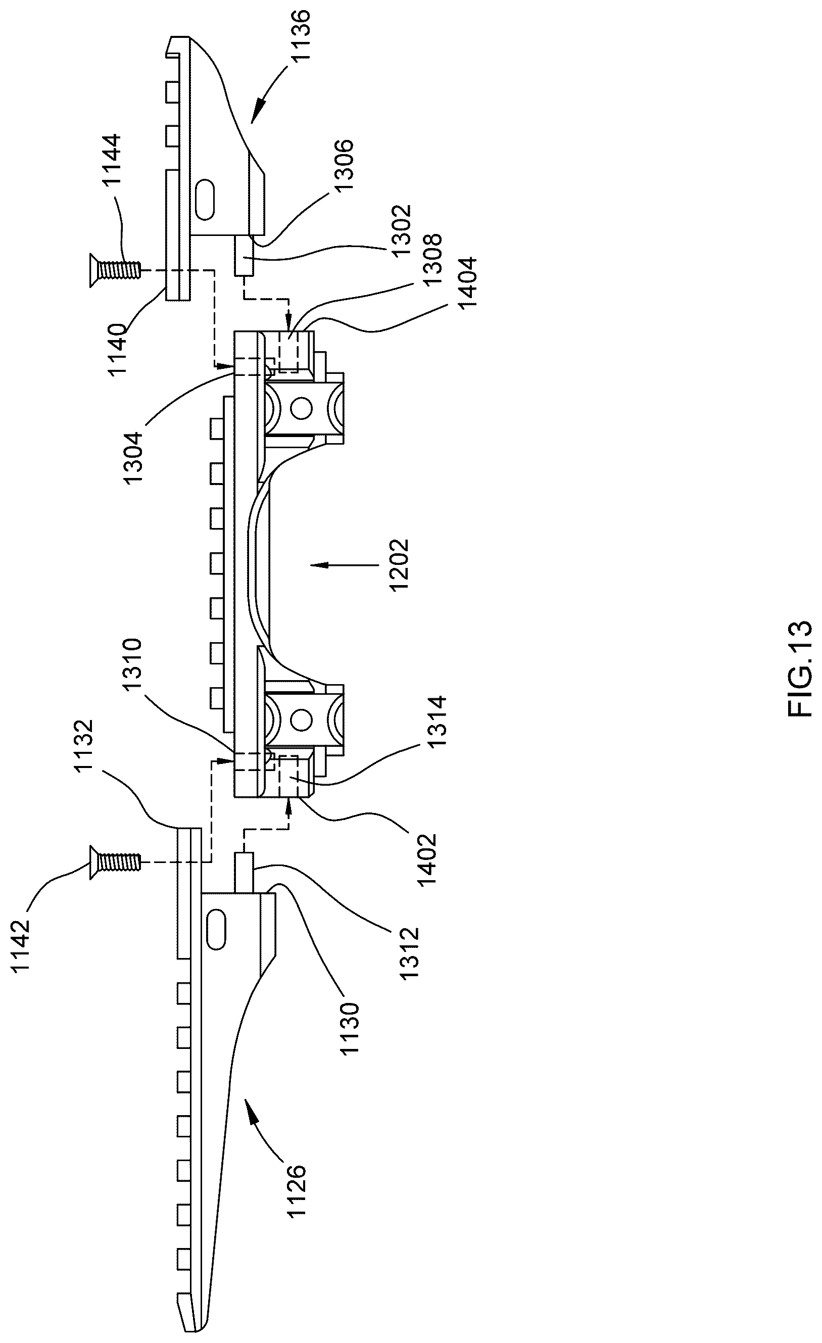 Patent US12332022 Figure 13 – Optics mount and riser system for a firearm