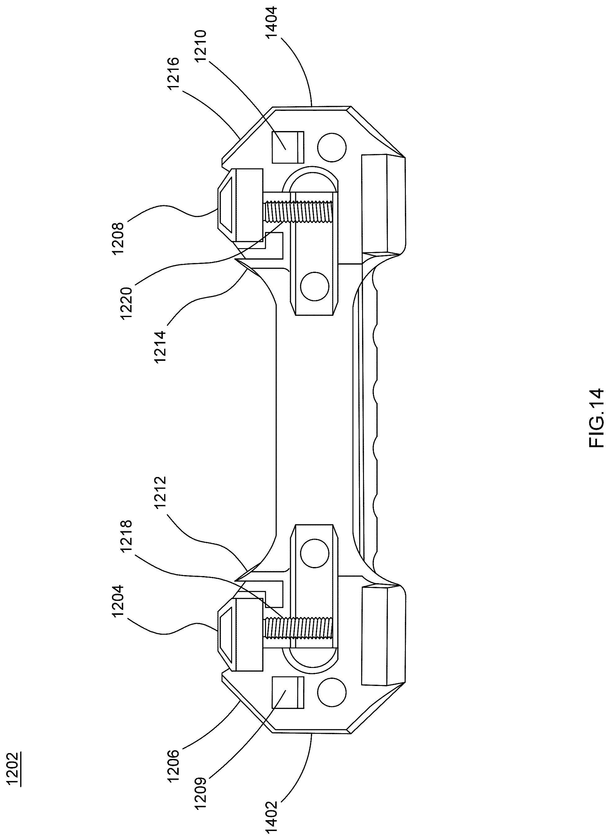 Patent US12332022 Figure 14 – Optics mount and riser system for a firearm