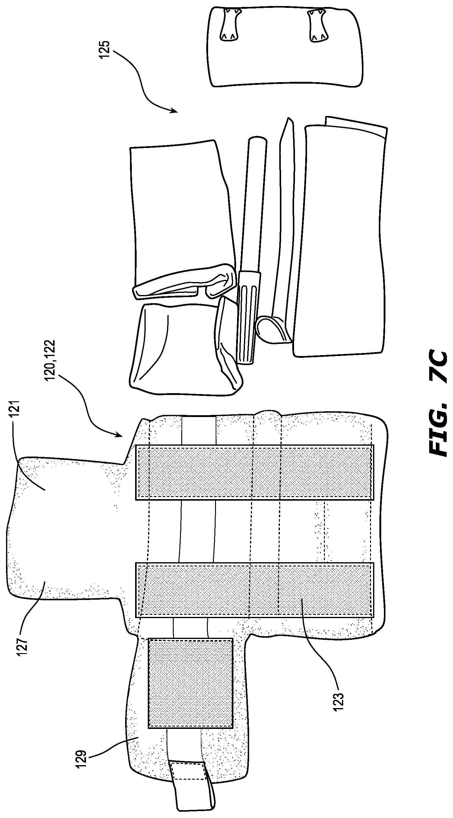 Patent US12332025 Figure 8 – Lumbar support pouch for ballistic vest