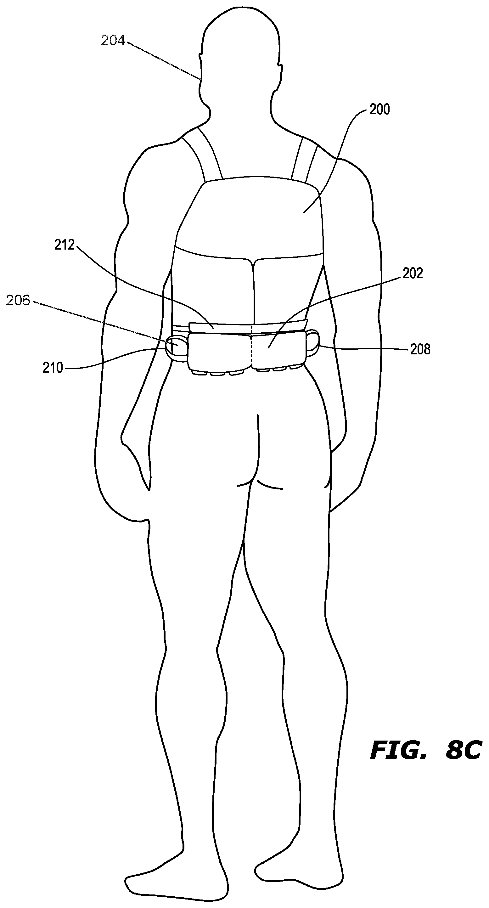 Patent US12332025 Figure 11 – Lumbar support pouch for ballistic vest