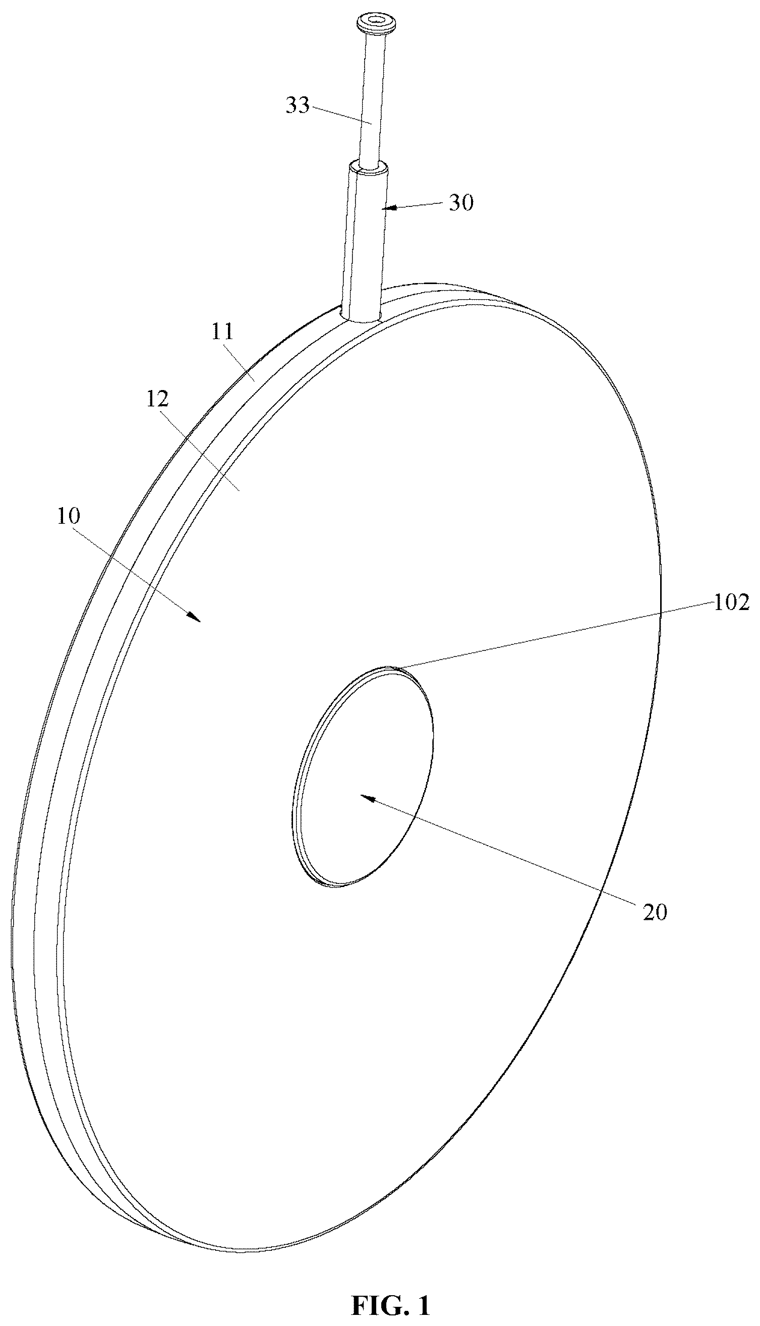Patent US12332030 — Feedback device for ejecting items upon hitting target surface — Figure 1