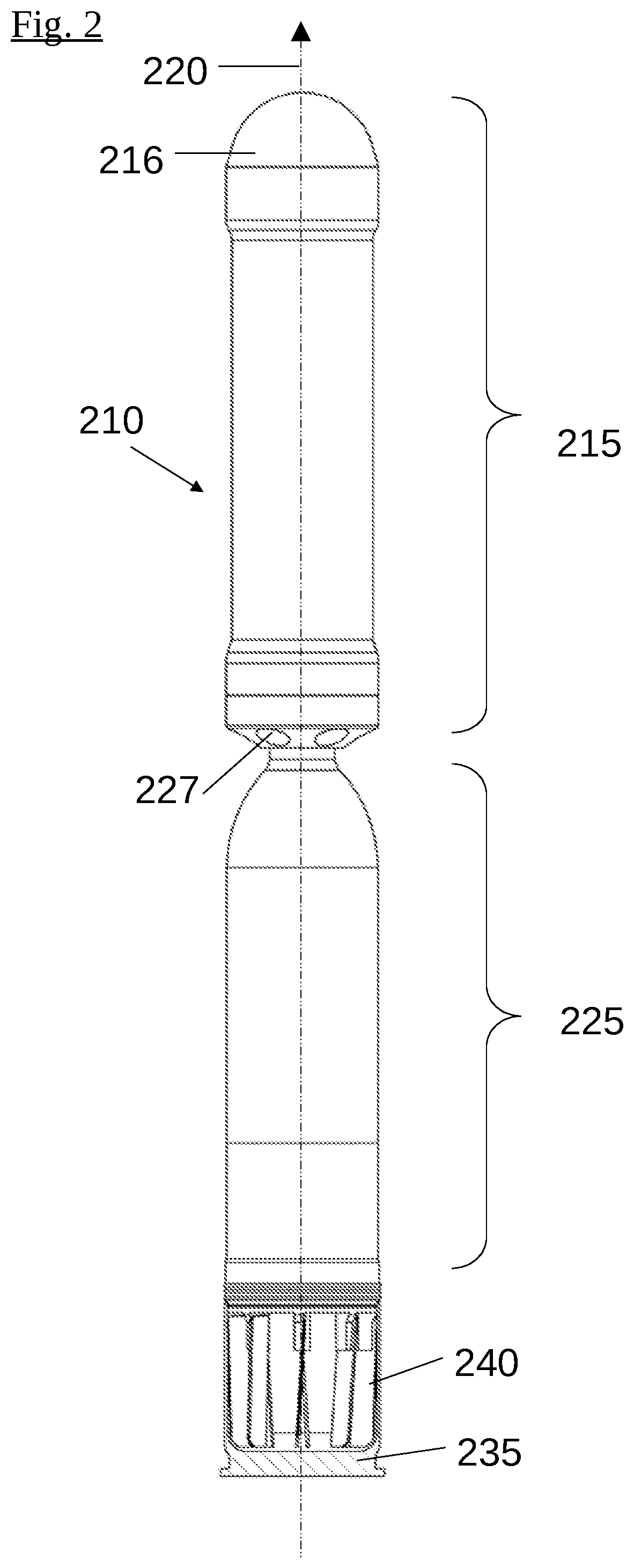 Patent US12332032 Figure 2 – Barrier-breaching munition