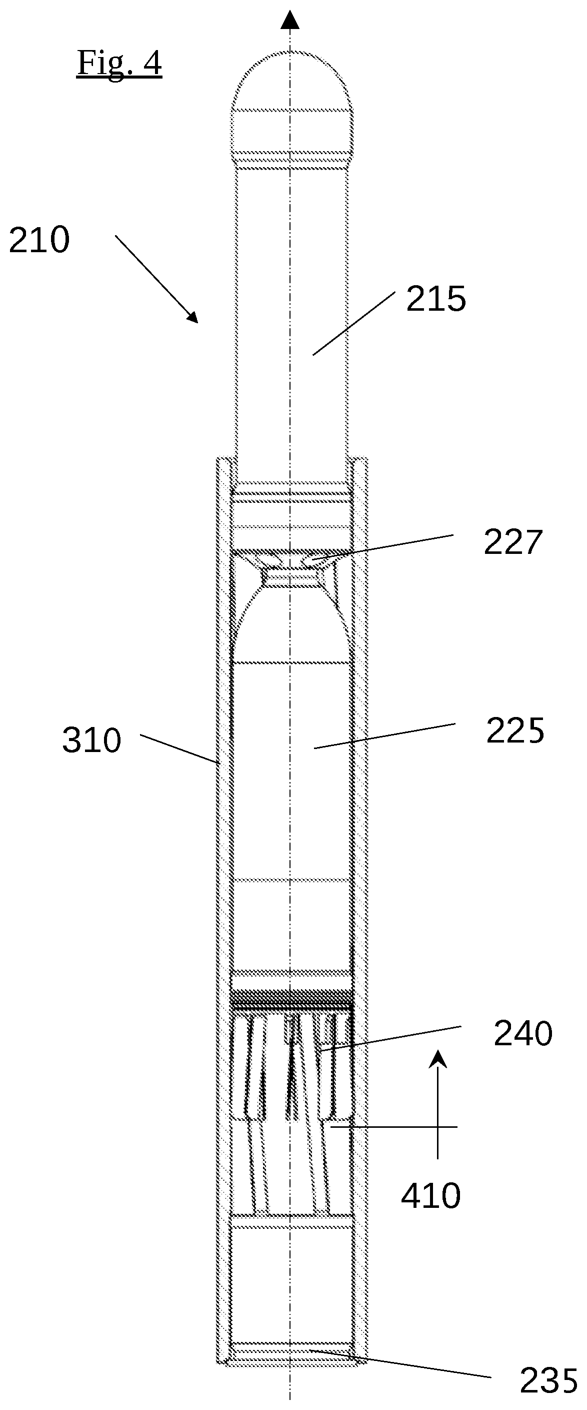 Patent US12332032 Figure 4 – Barrier-breaching munition