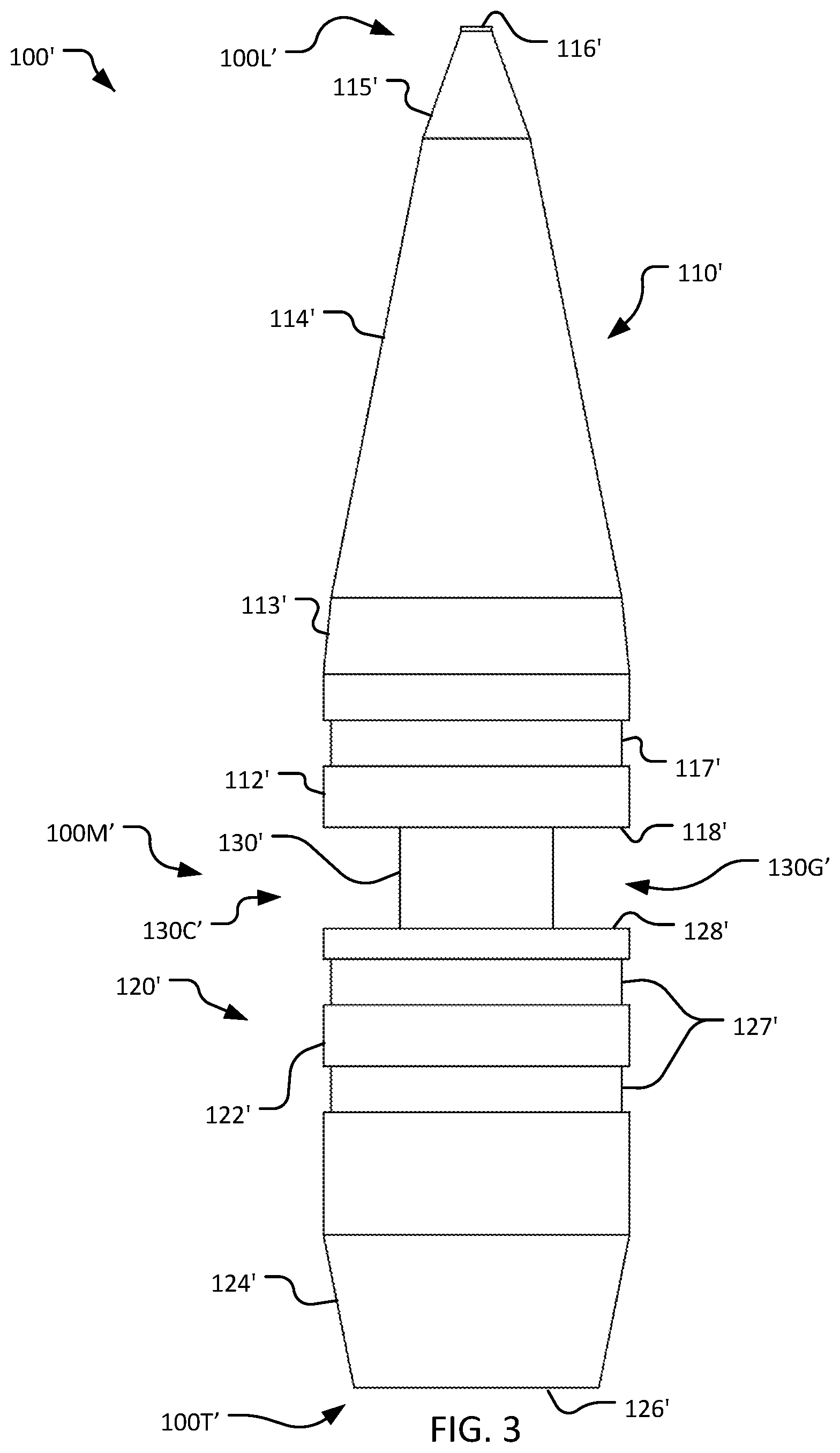 Patent US12332035 Figure 3 – Customizable projectile designed to tumble