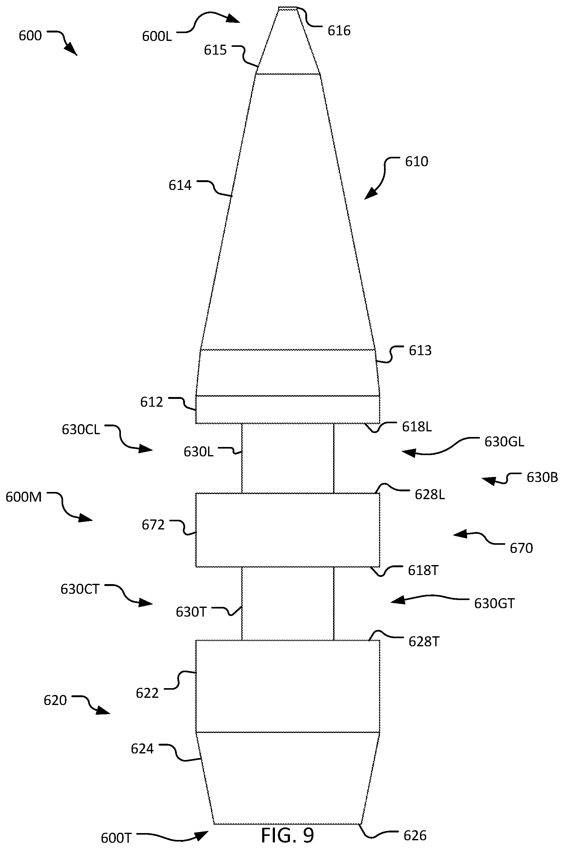 Patent US12332035 Figure 7 – Customizable projectile designed to tumble