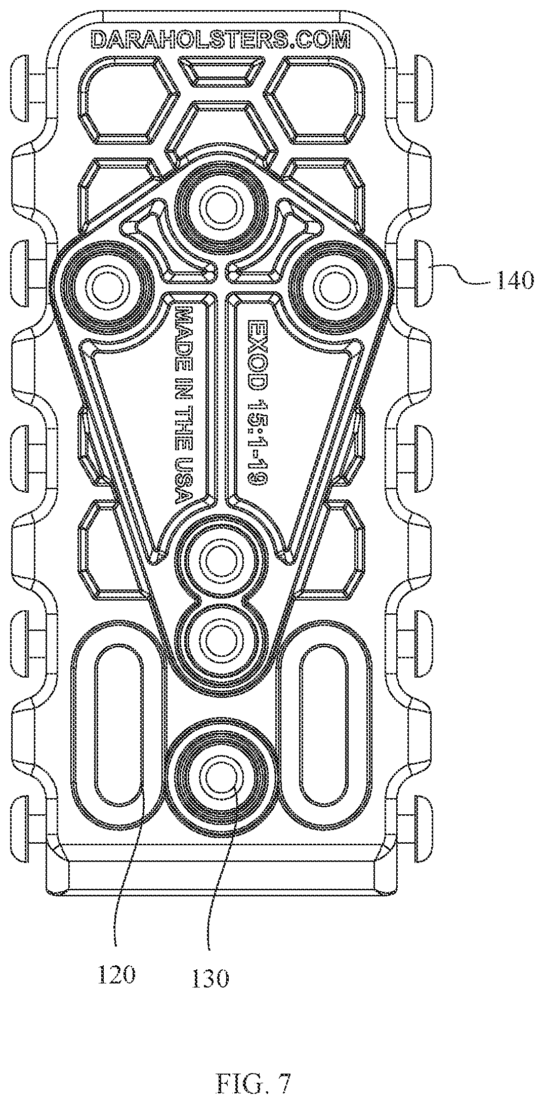 Patent US12332036 Figure 7 – Automatic retention firearm magazine carrier