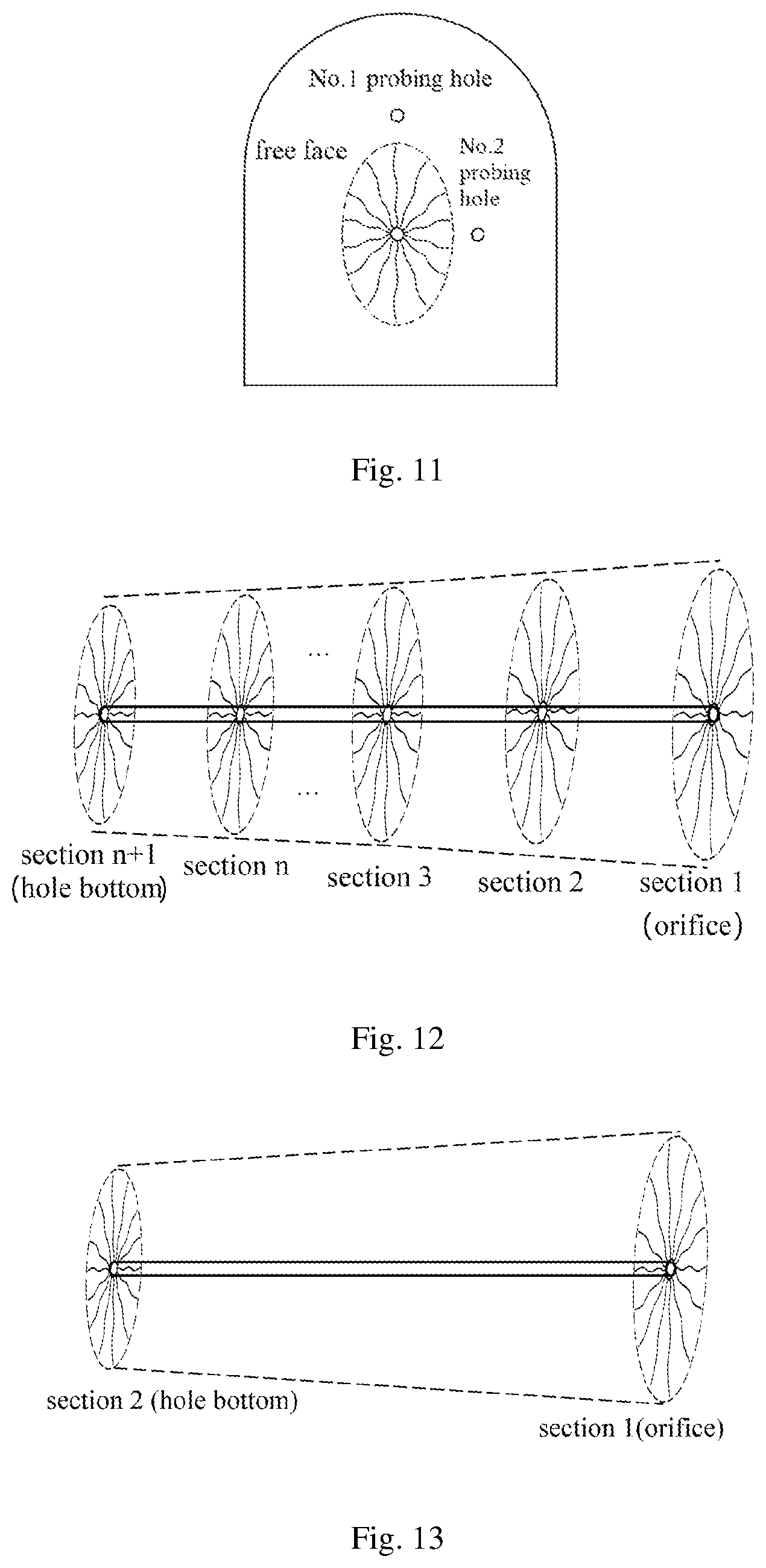 Patent US12332038 Figure 4 – Efficient cut blasting method for medium-length holes in deep high-stress rock roadway based on crustal stress induction effect