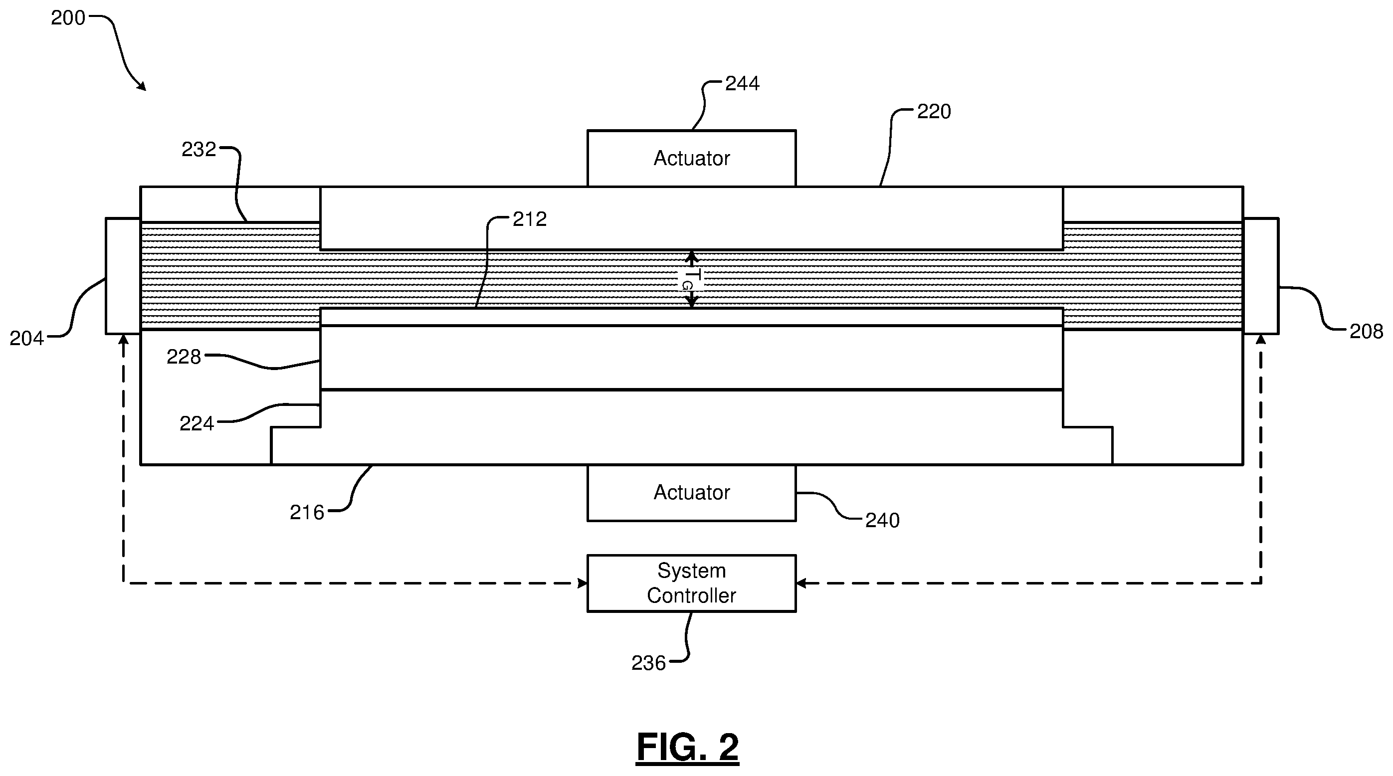 Patent US12332042 Figure 2 – In-situ wafer thickness and gap monitoring using through beam laser sensor