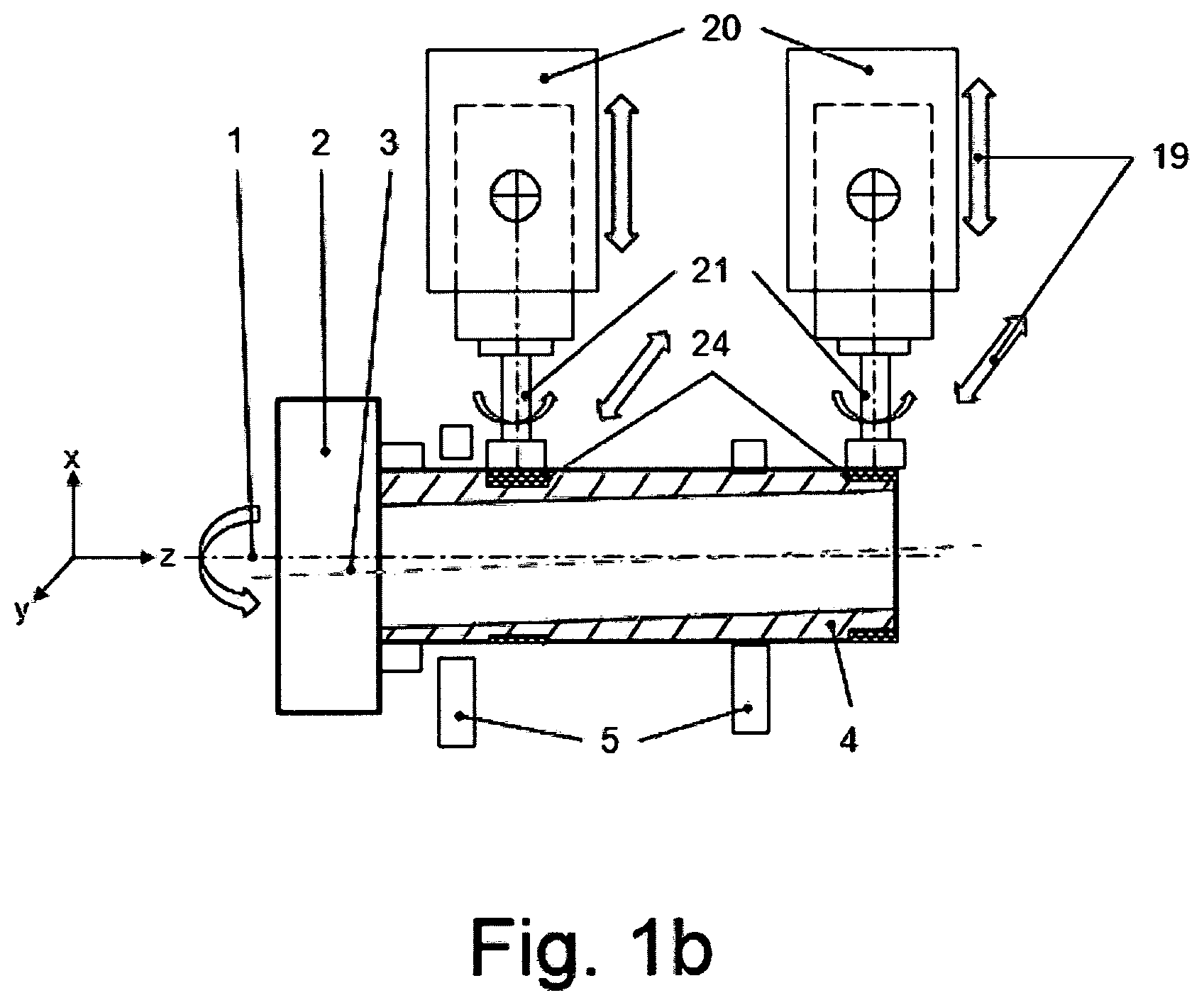 Patent US12332052 Figure 2 – Method and device for determining centers of a hollow shaft rotatably clamped as a workpiece in a machine tool
