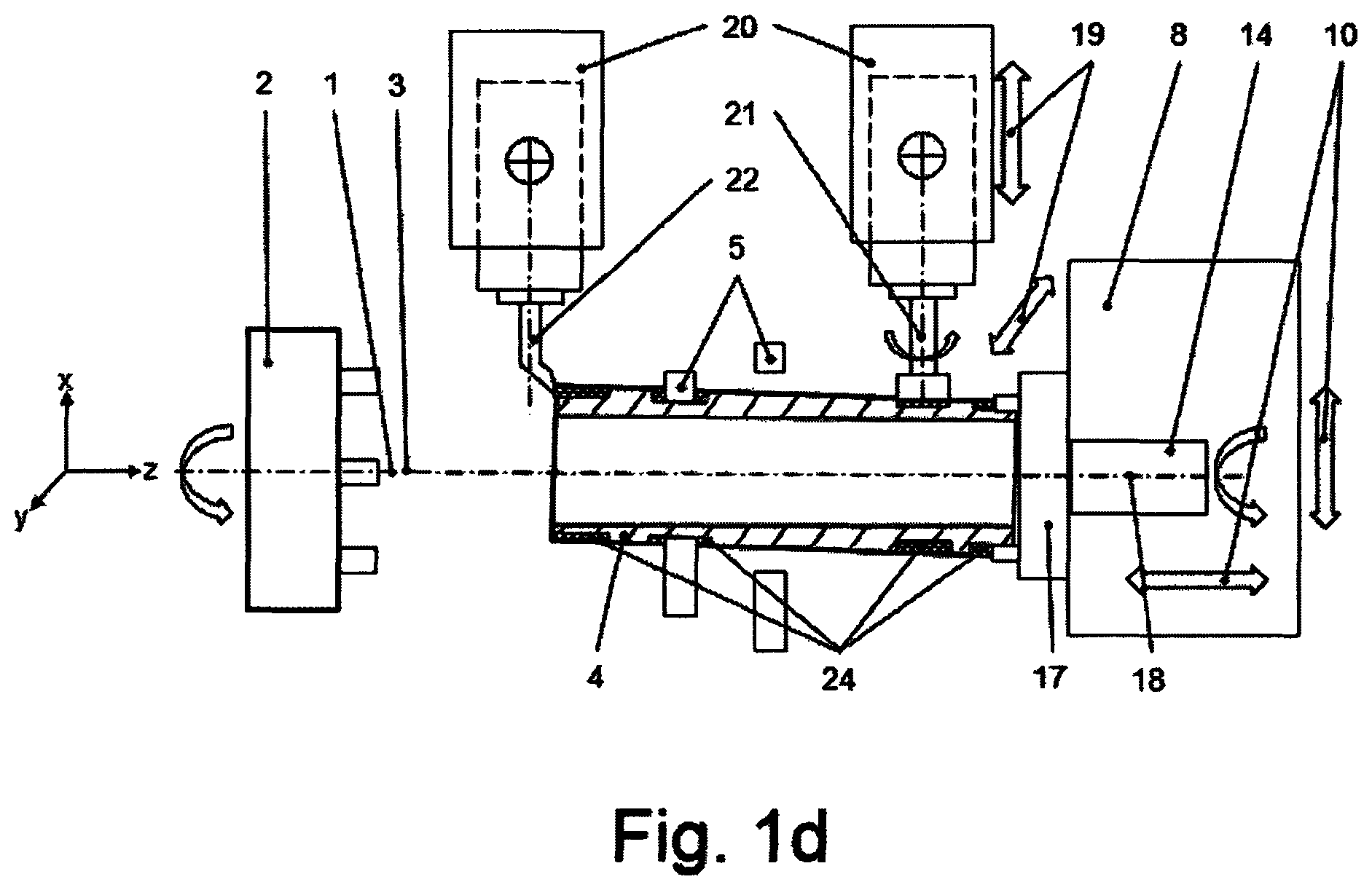 Patent US12332052 Figure 4 – Method and device for determining centers of a hollow shaft rotatably clamped as a workpiece in a machine tool