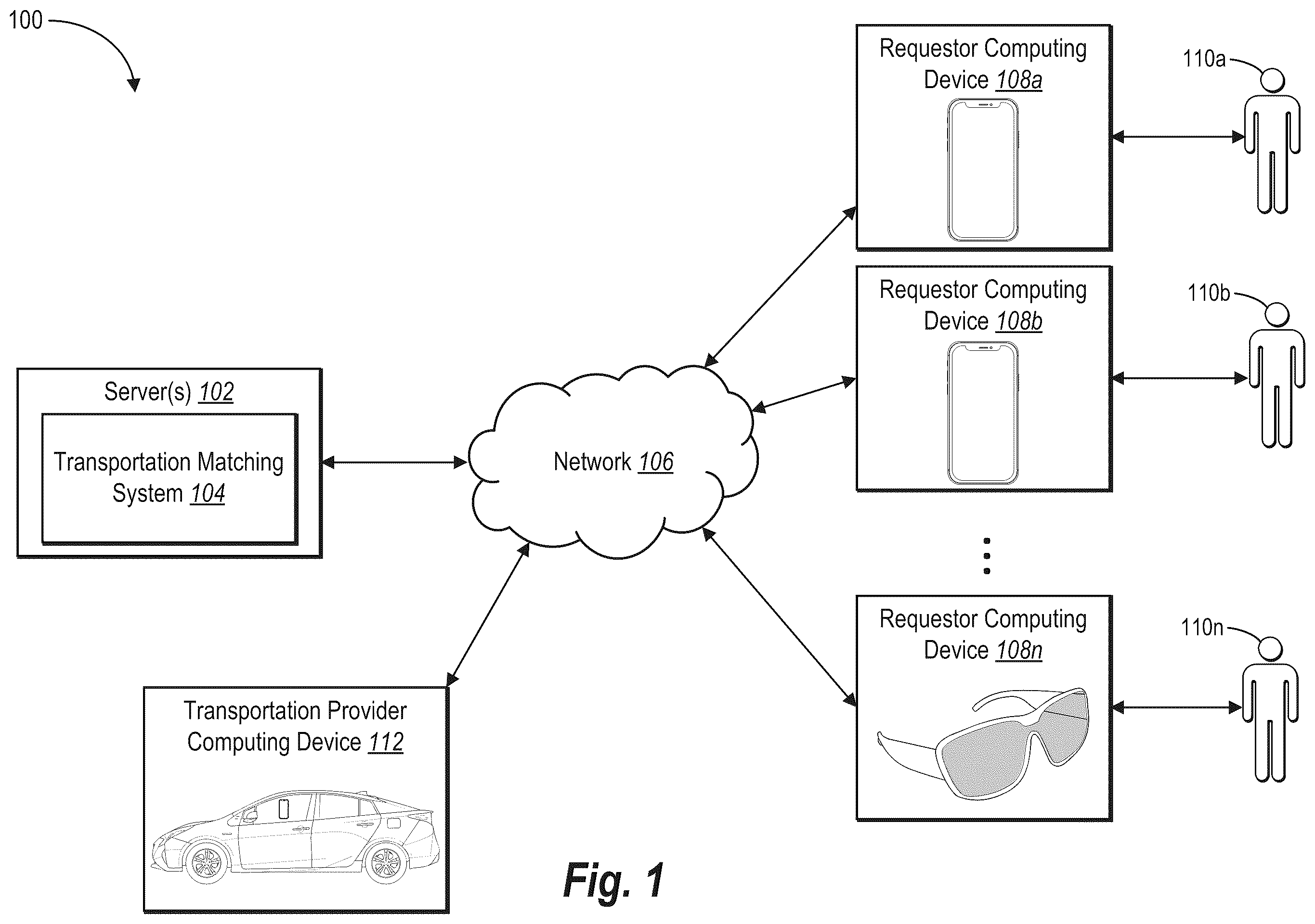 Patent US12332060 Figure 1 – Localizing transportation requests utilizing an image based transportation request interface