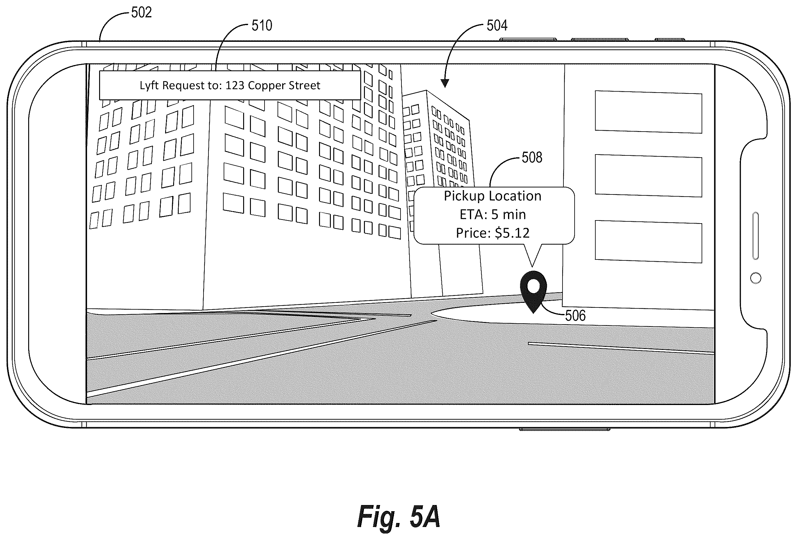 Patent US12332060 Figure 5 – Localizing transportation requests utilizing an image based transportation request interface