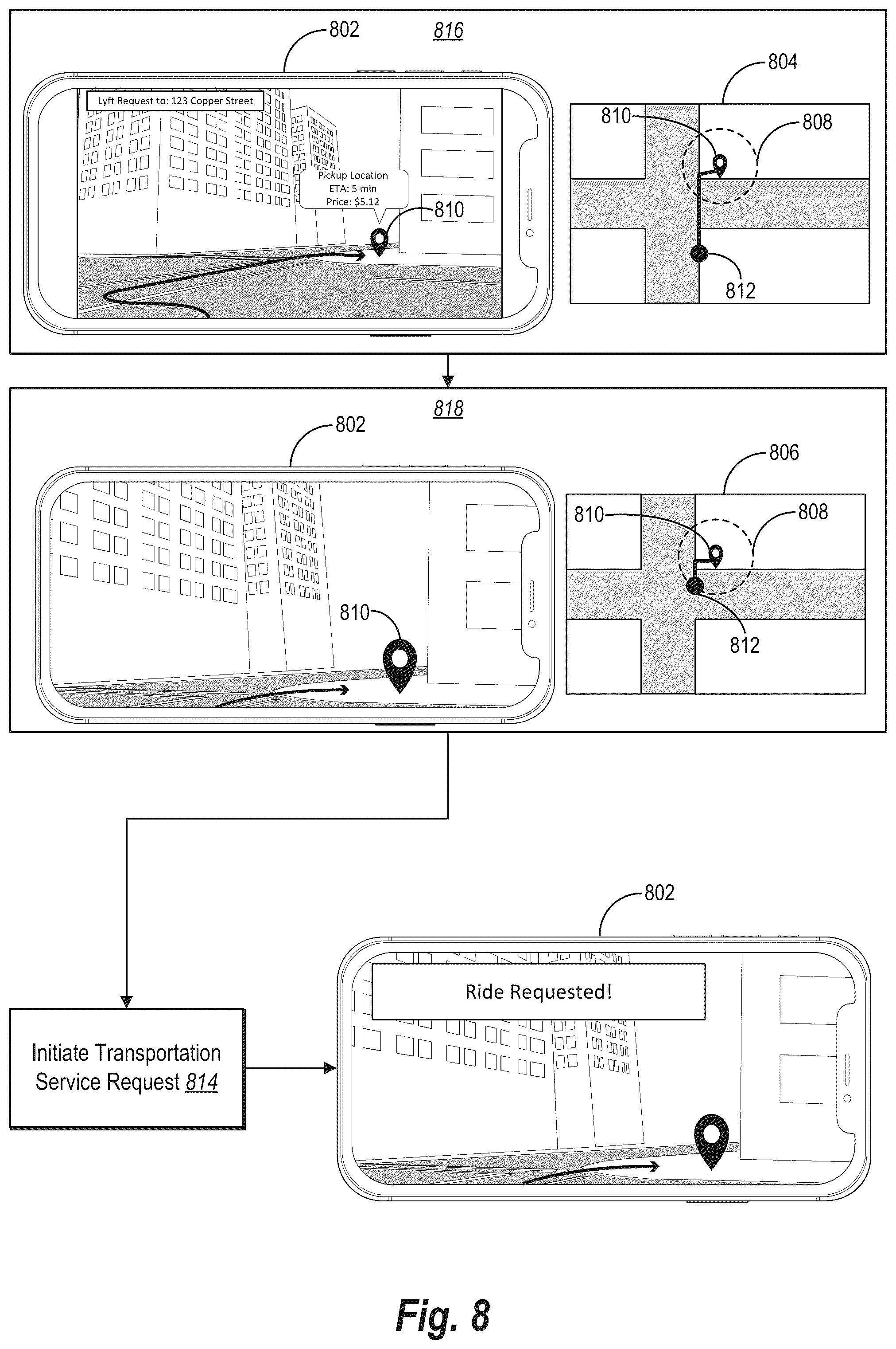 Patent US12332060 Figure 9 – Localizing transportation requests utilizing an image based transportation request interface