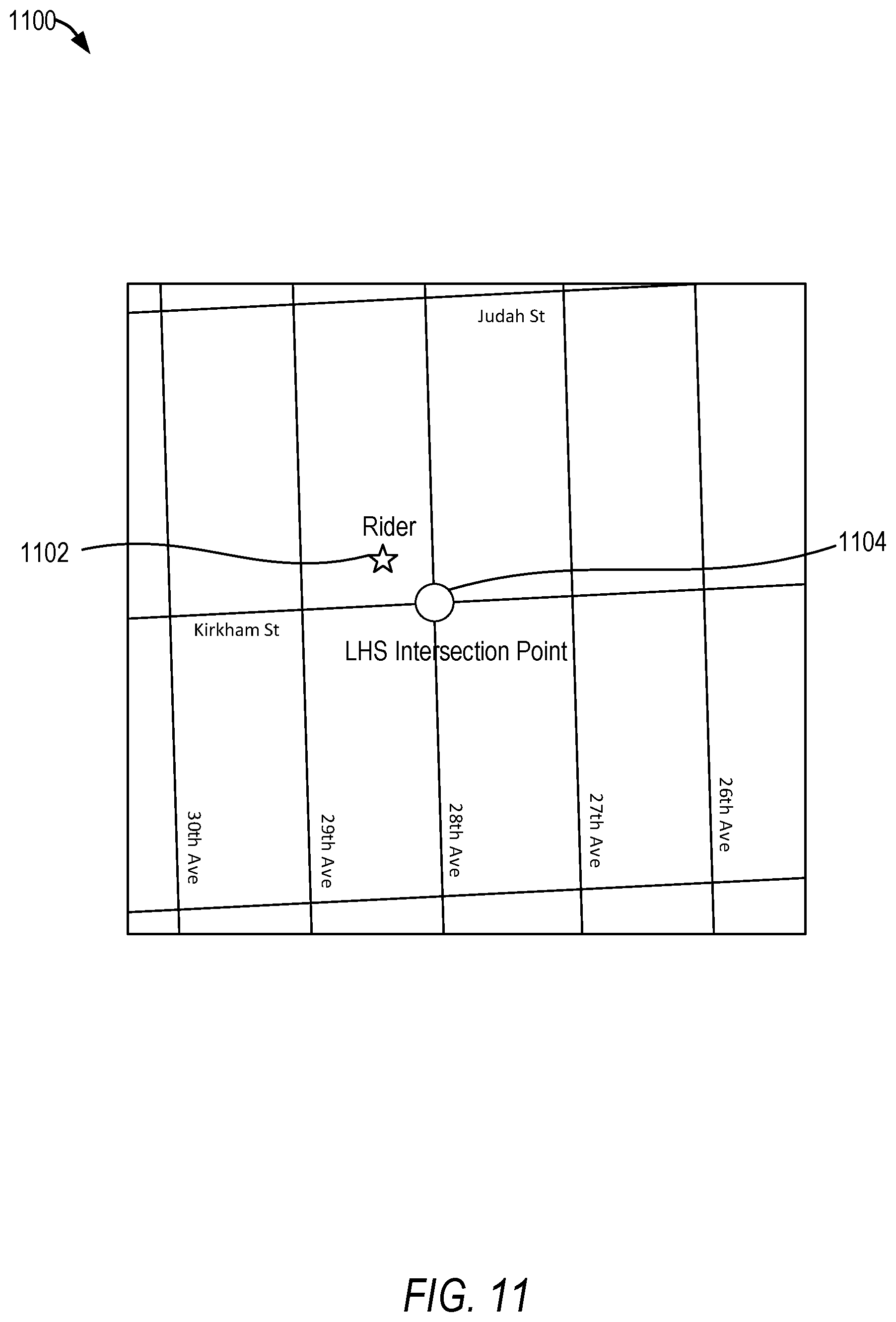 Patent US12332063 Figure 11 – Selecting routes based on ETA