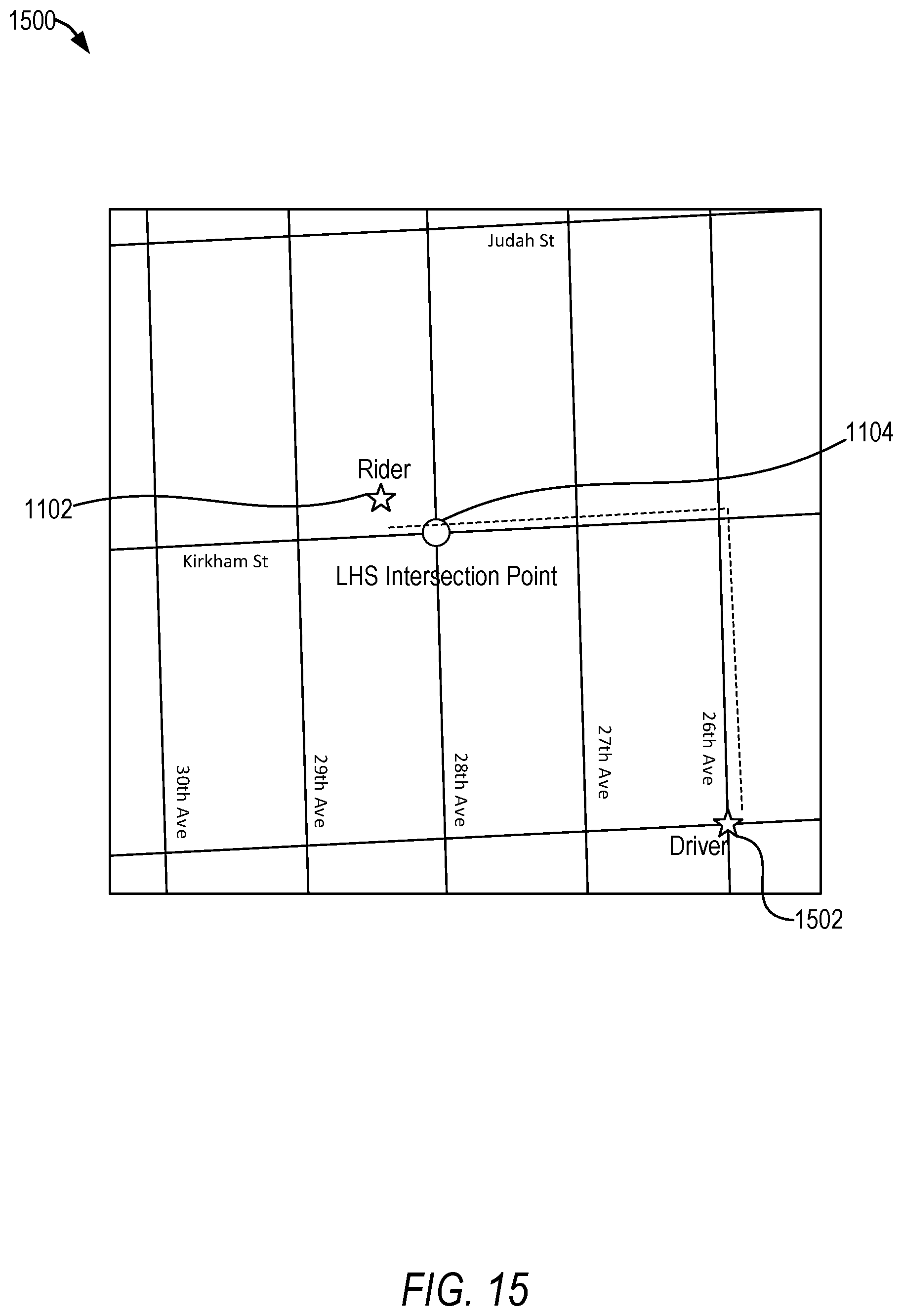Patent US12332063 Figure 15 – Selecting routes based on ETA