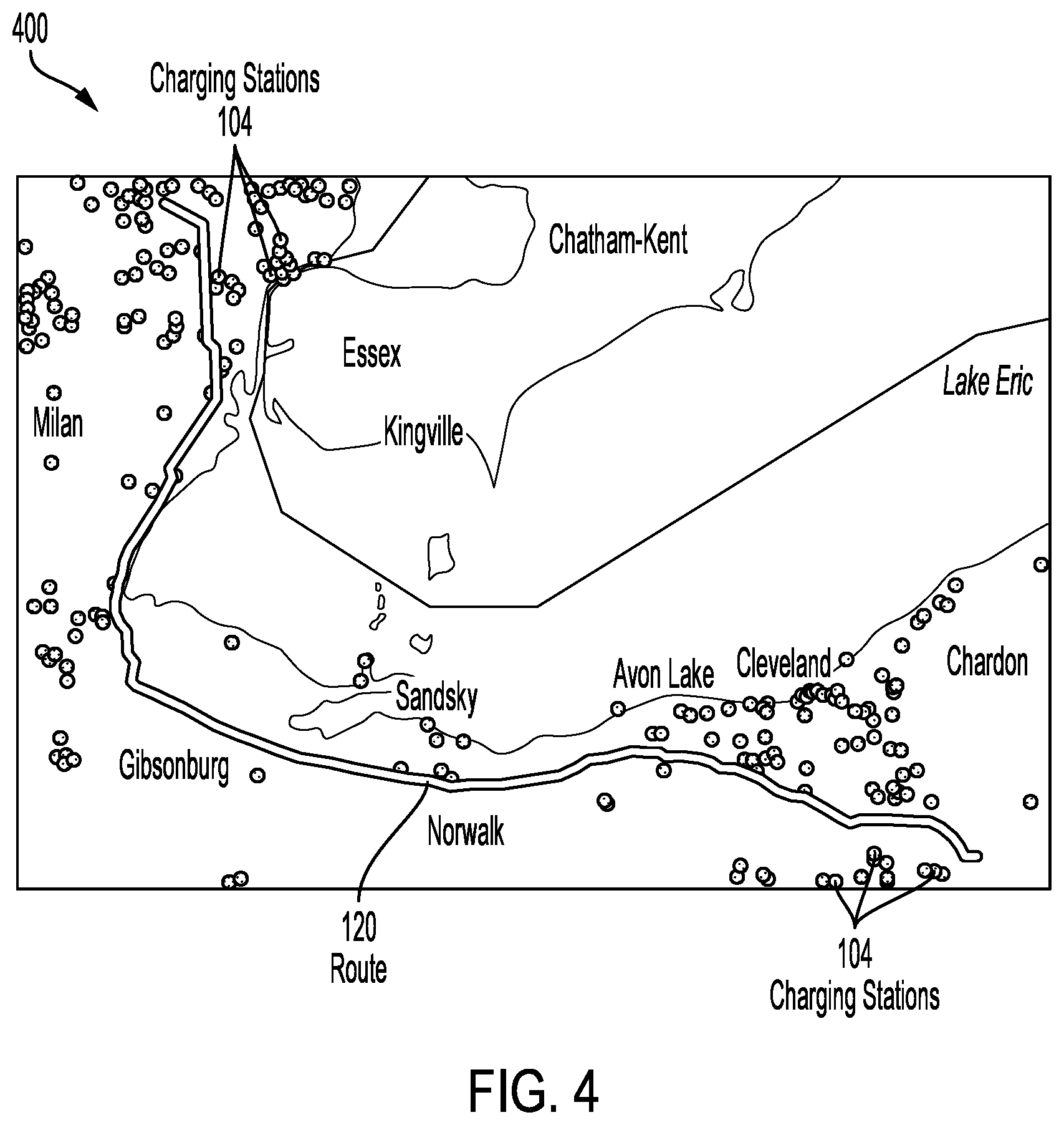 Patent US12332067 Figure 4 – EV charging station optimization