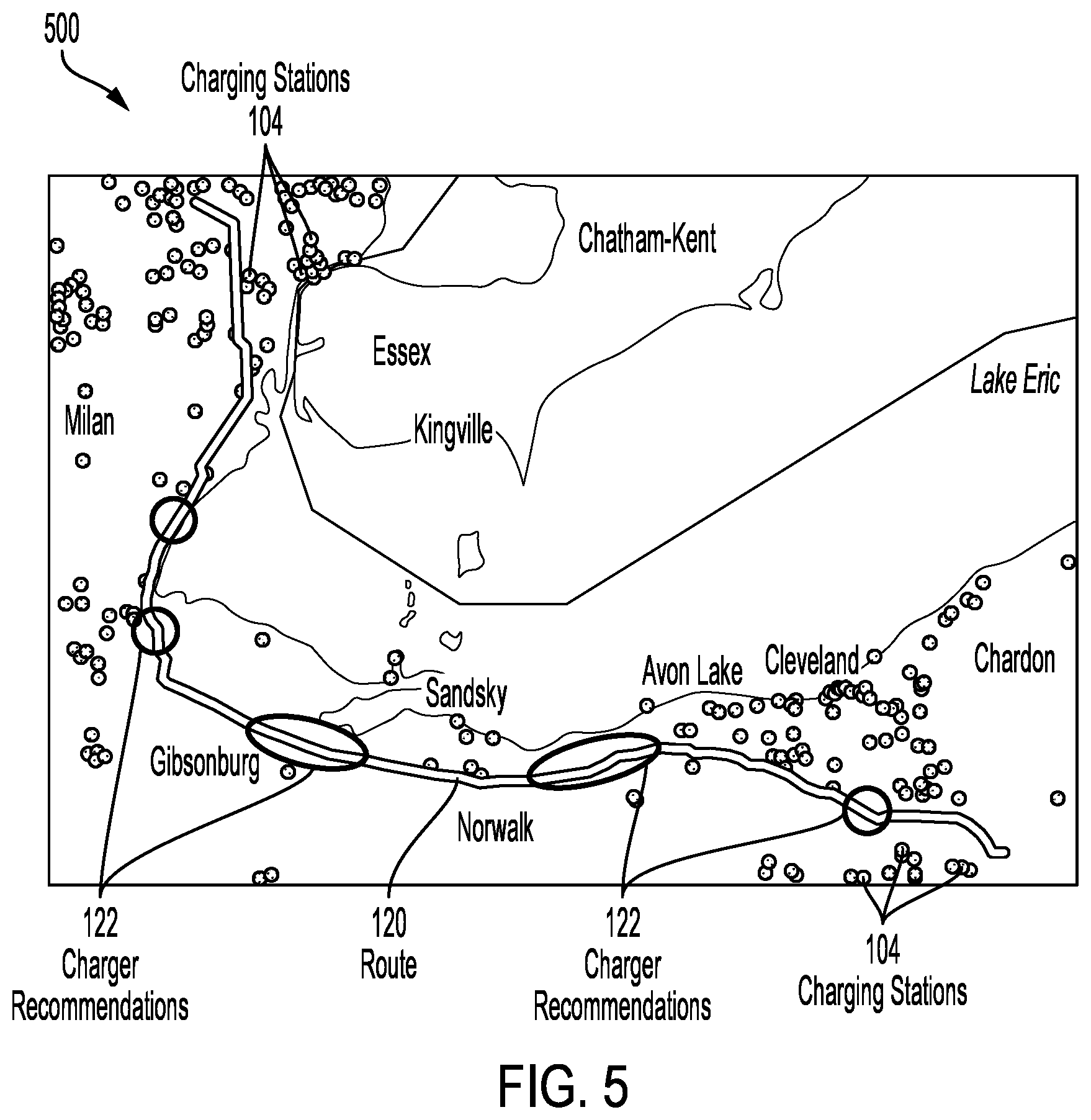 Patent US12332067 Figure 5 – EV charging station optimization