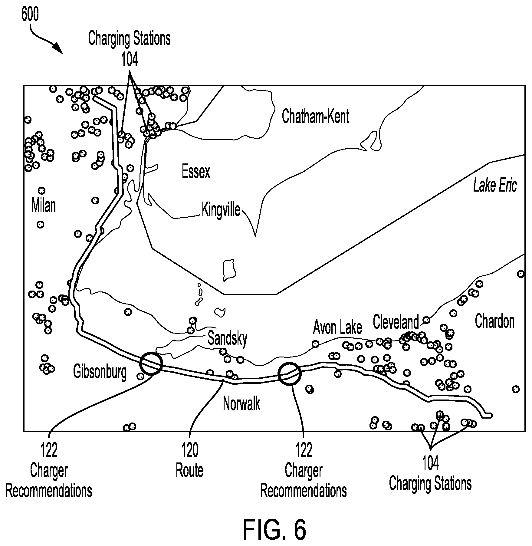 Patent US12332067 Figure 6 – EV charging station optimization
