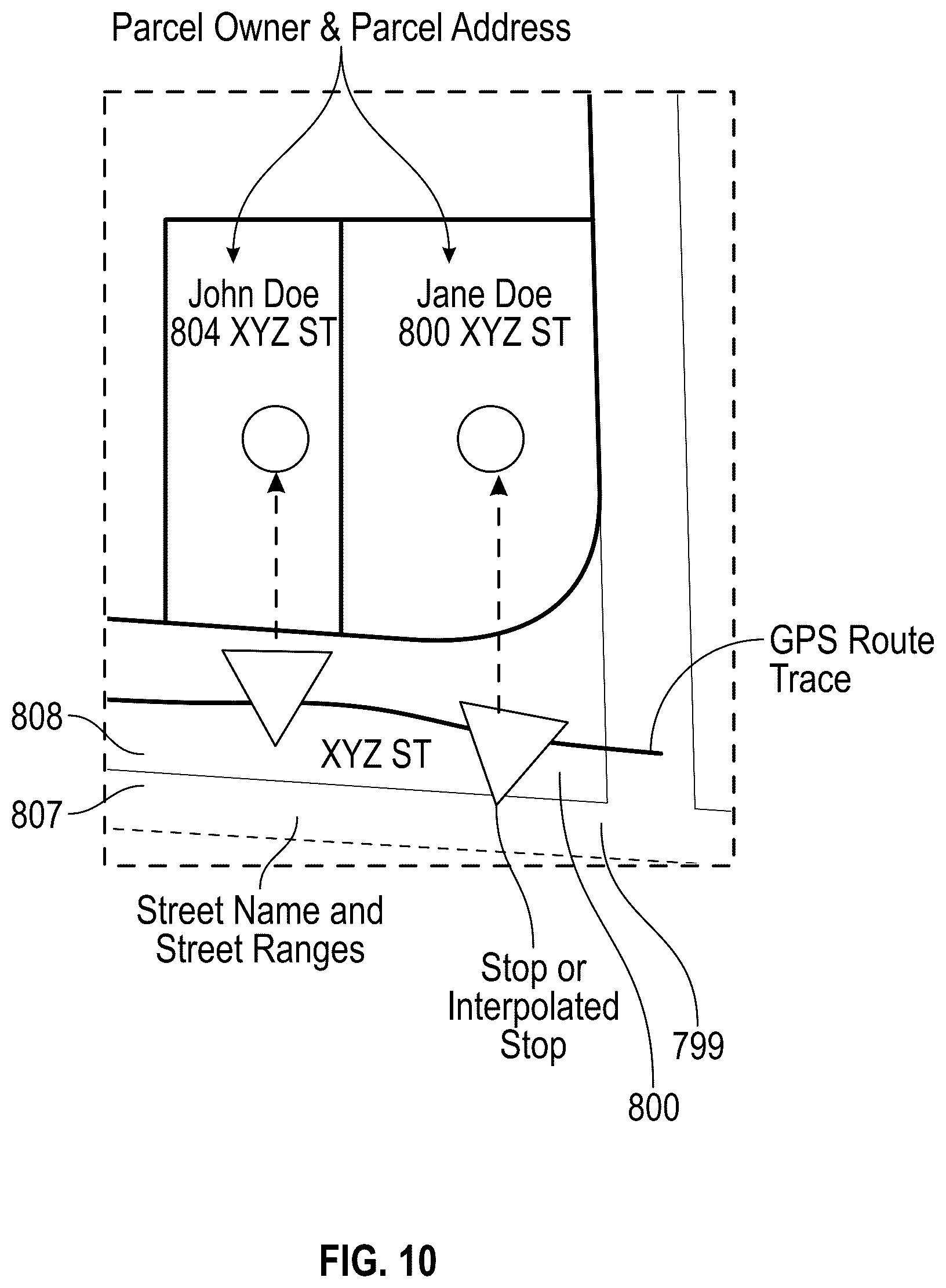 Patent US12332073 Figure 12 – System and method for efficient customer and container on-property service based on collection of off-street data for a waste / recycling service vehicle