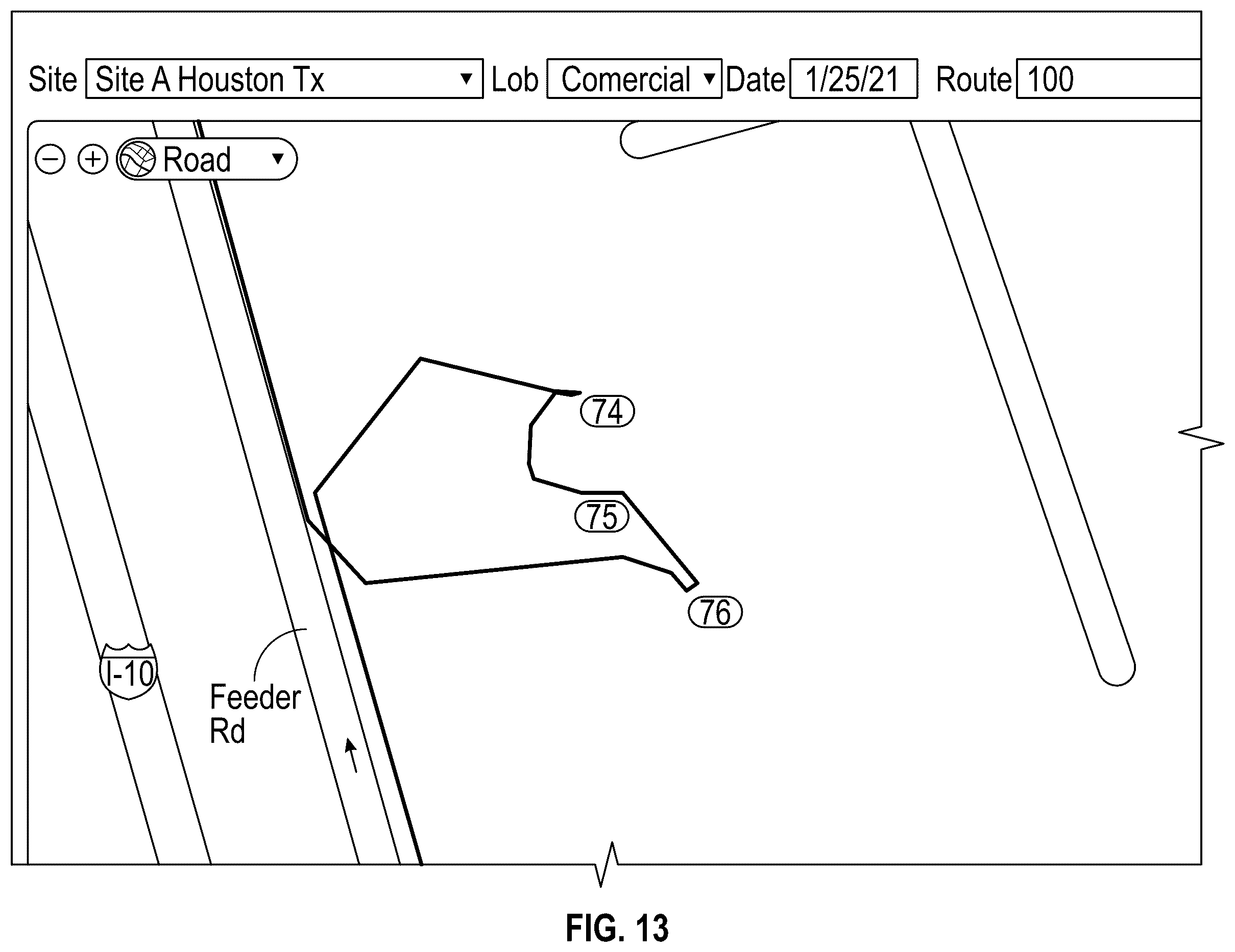 Patent US12332073 Figure 15 – System and method for efficient customer and container on-property service based on collection of off-street data for a waste / recycling service vehicle