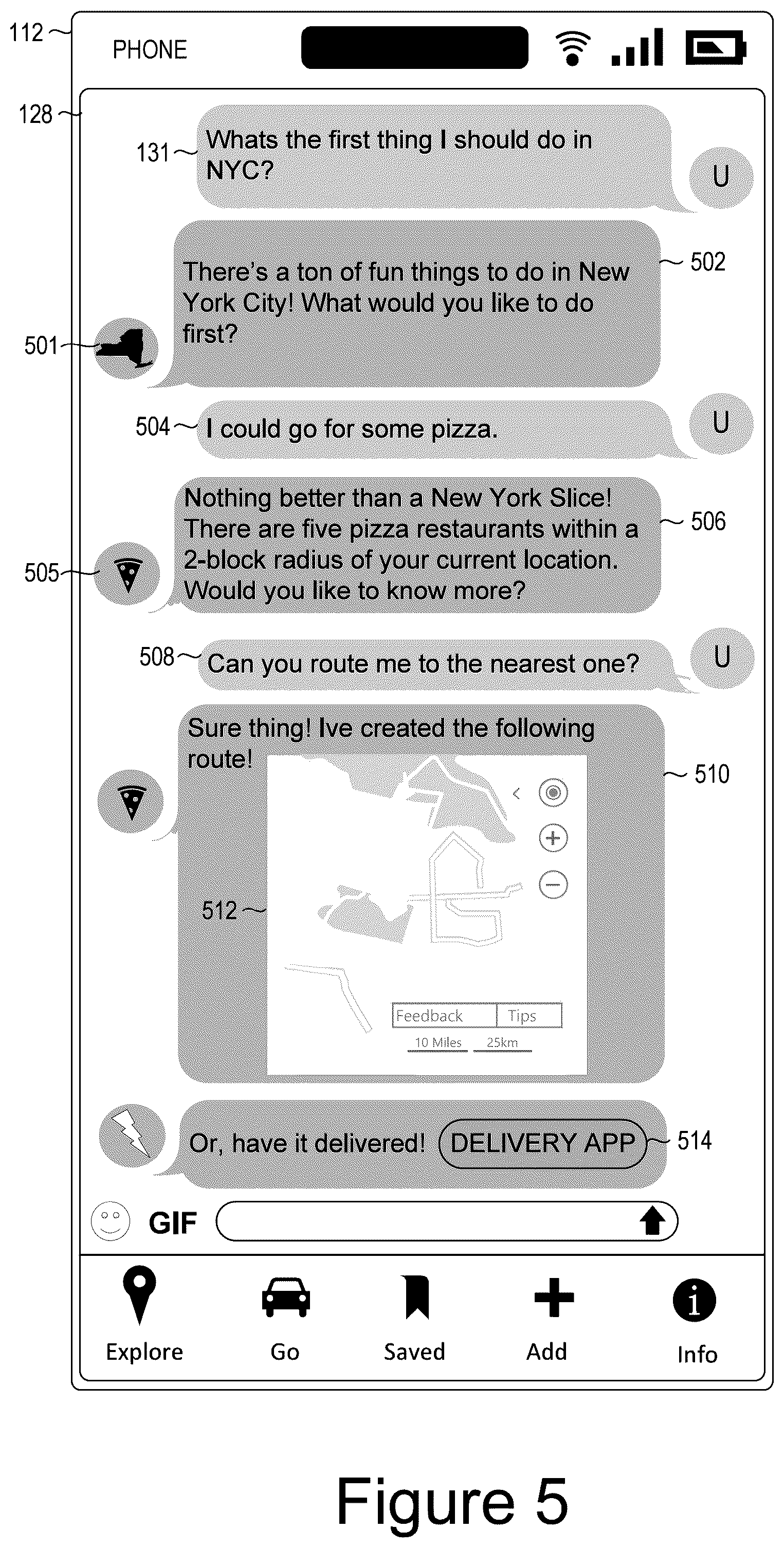 Patent US12332074 Figure 5 – Machine-learned foundational models for emulating conversational interactions between points of interest