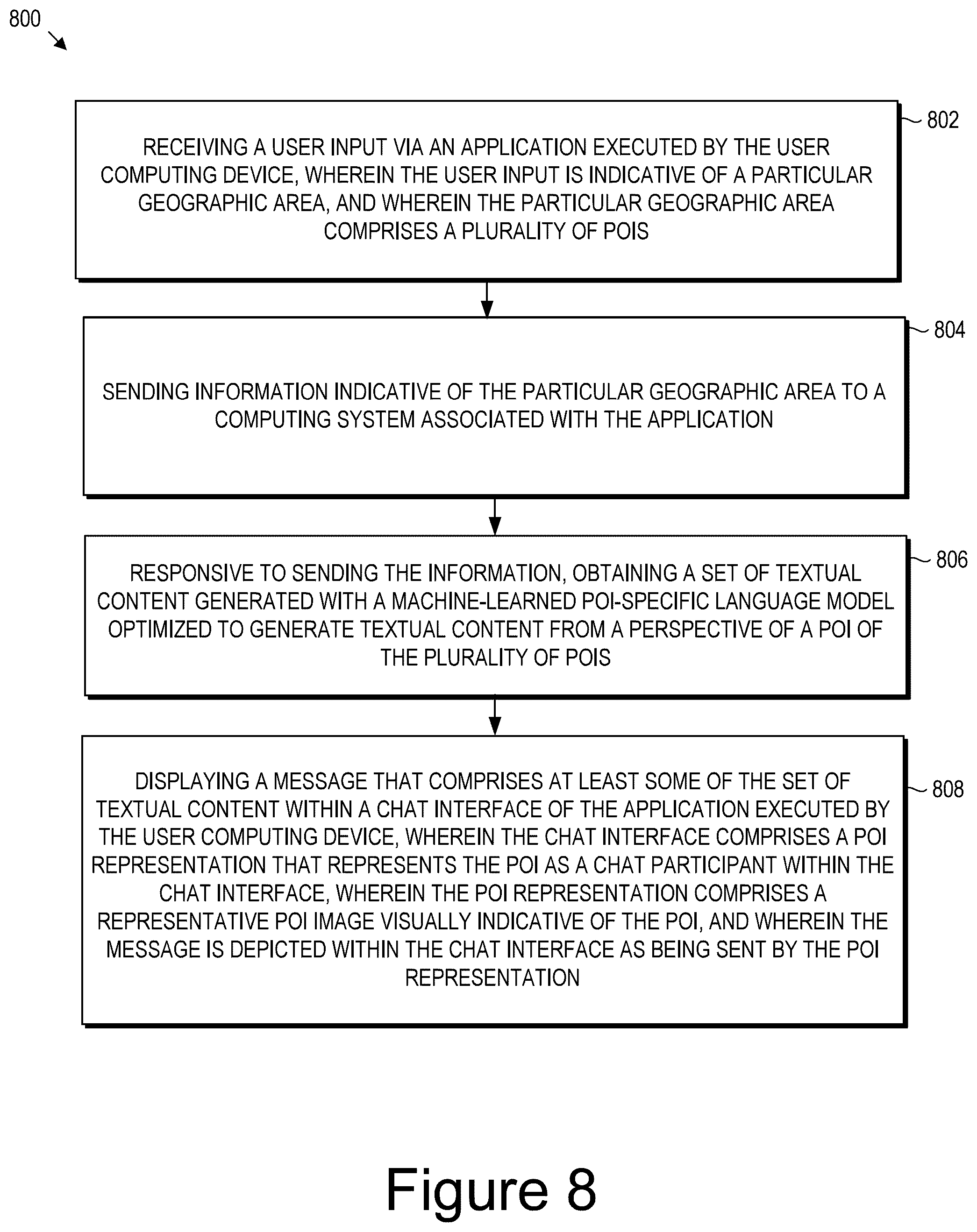 Patent US12332074 Figure 10 – Machine-learned foundational models for emulating conversational interactions between points of interest