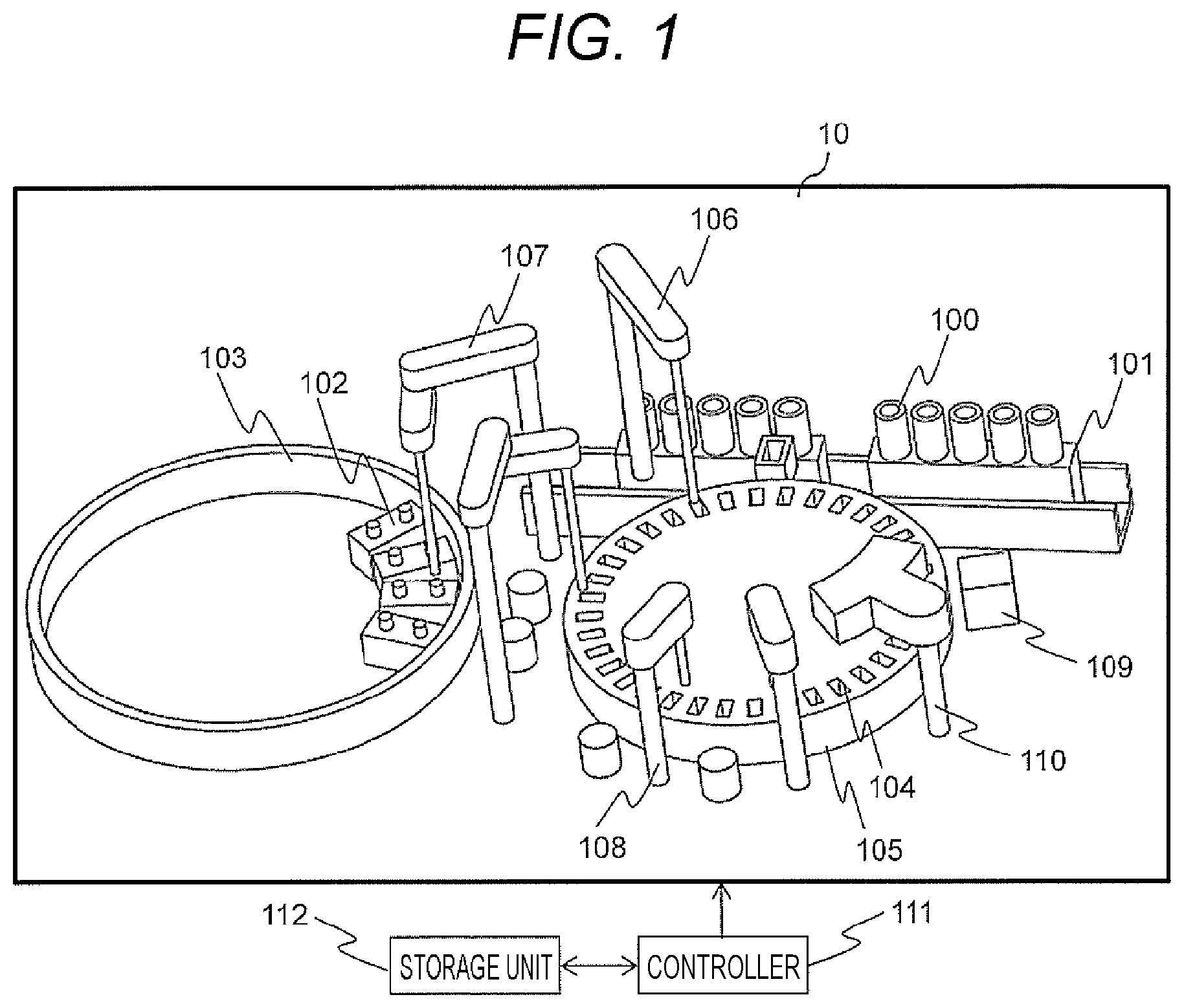 Patent US12332103 Figure 1 – Dispensing device, automated analysis device, and dispensing method