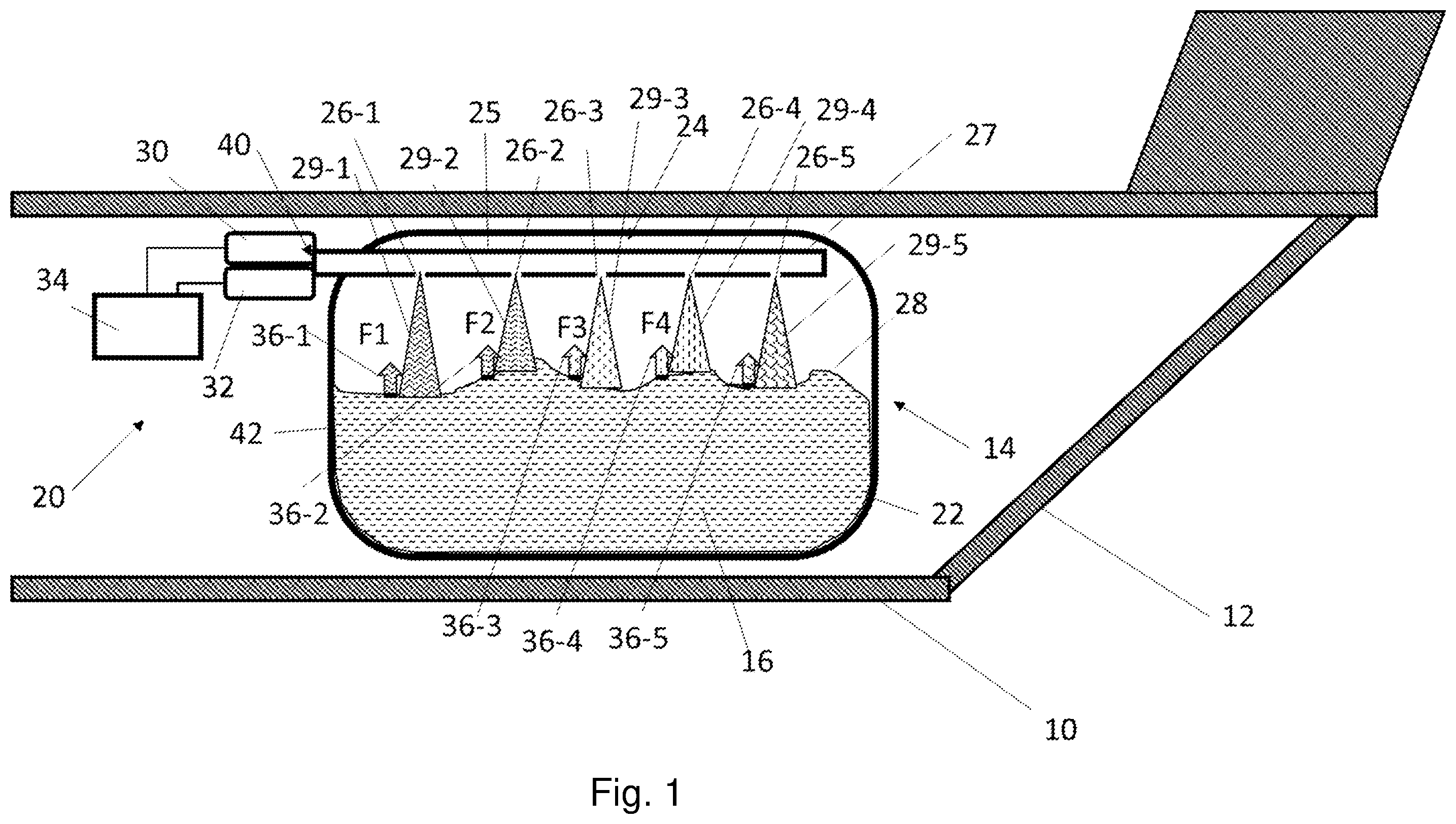 Patent US12332105 Figure 1 – Device and method for measuring the fill level in a tank for a vehicle, tank provided therewith, vehicle, and production method