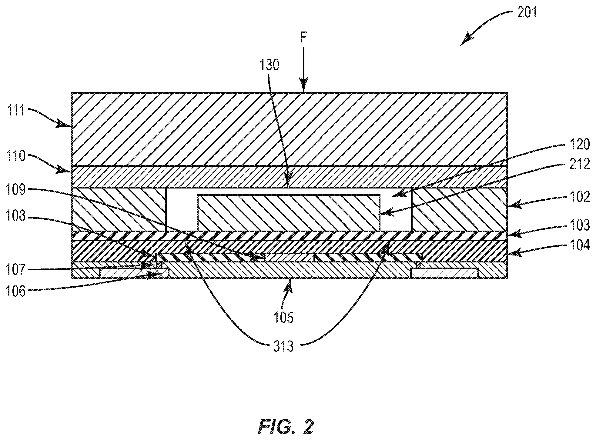 Patent US12332127 Figure 2 – Sealed force sensor with etch stop layer