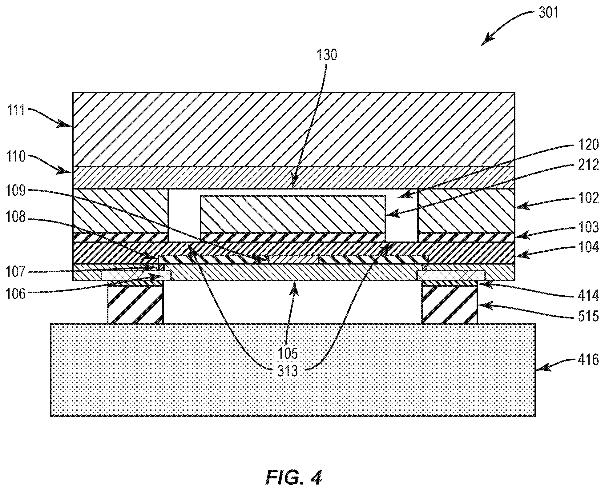 Patent US12332127 Figure 4 – Sealed force sensor with etch stop layer
