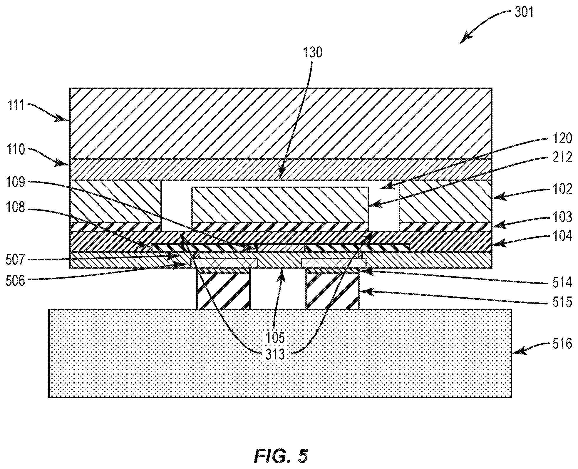 Patent US12332127 Figure 5 – Sealed force sensor with etch stop layer