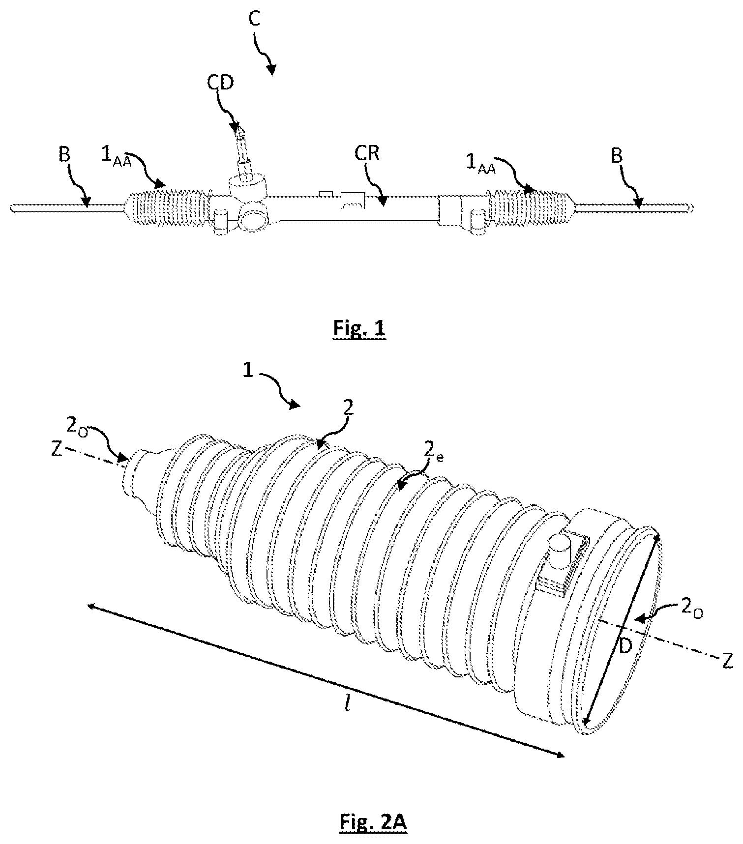 Patent US12332142 Figure 1 – Protective bellows having an electrical circuit and covering for a mechanical joint