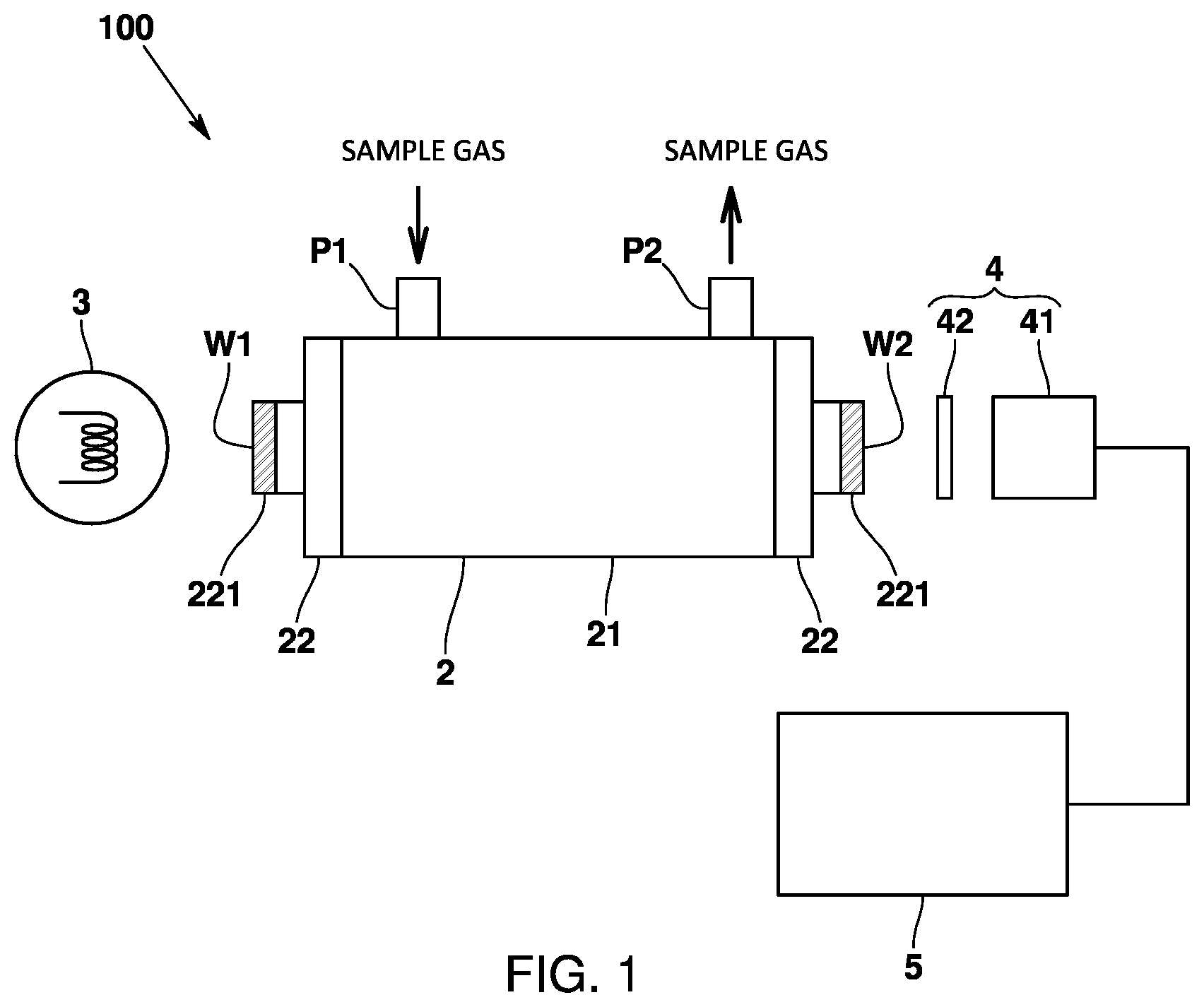 Patent US12332175 Figure 1 – Optical measurement cell, optical analyzer, window forming member, and method of manufacturing optical measurement cell