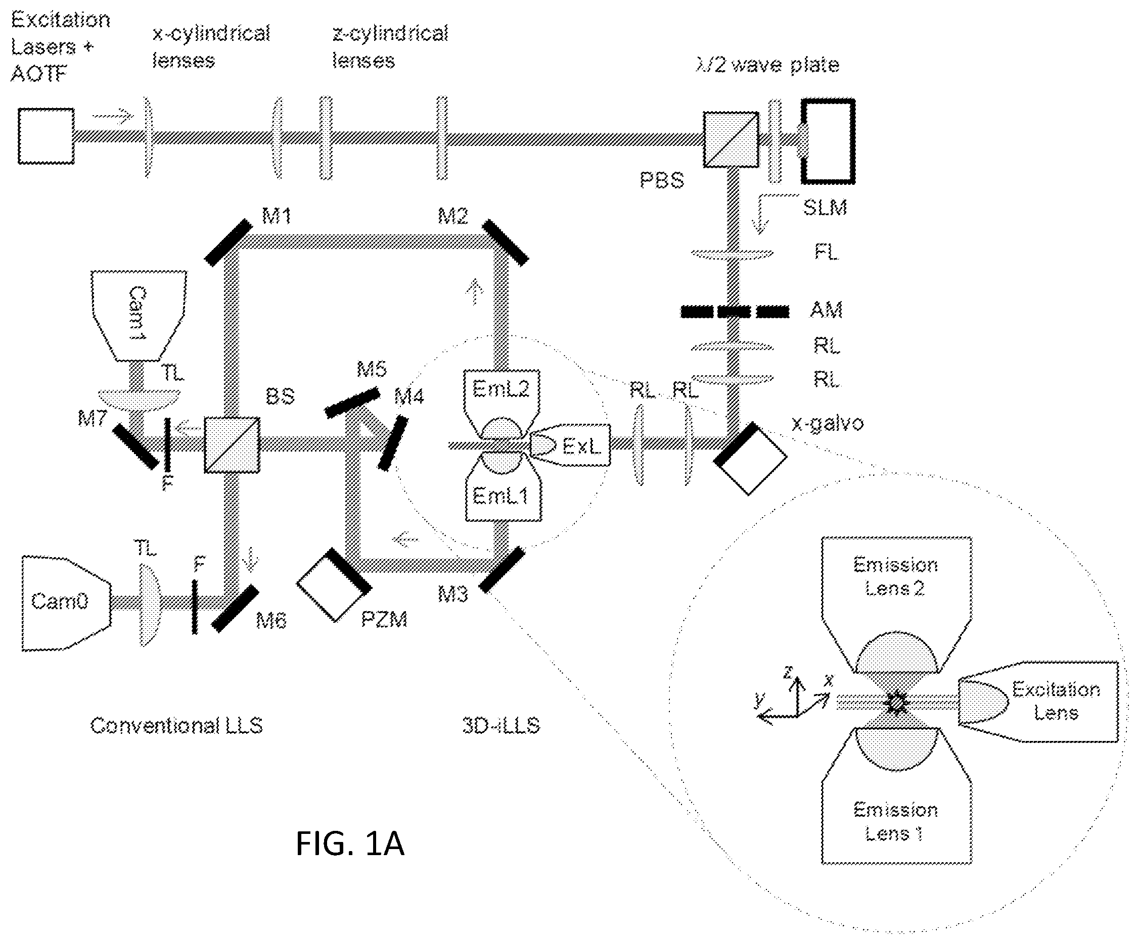 Patent US12332177 Figure 1 – 3D interferometric lattice light-sheet imaging