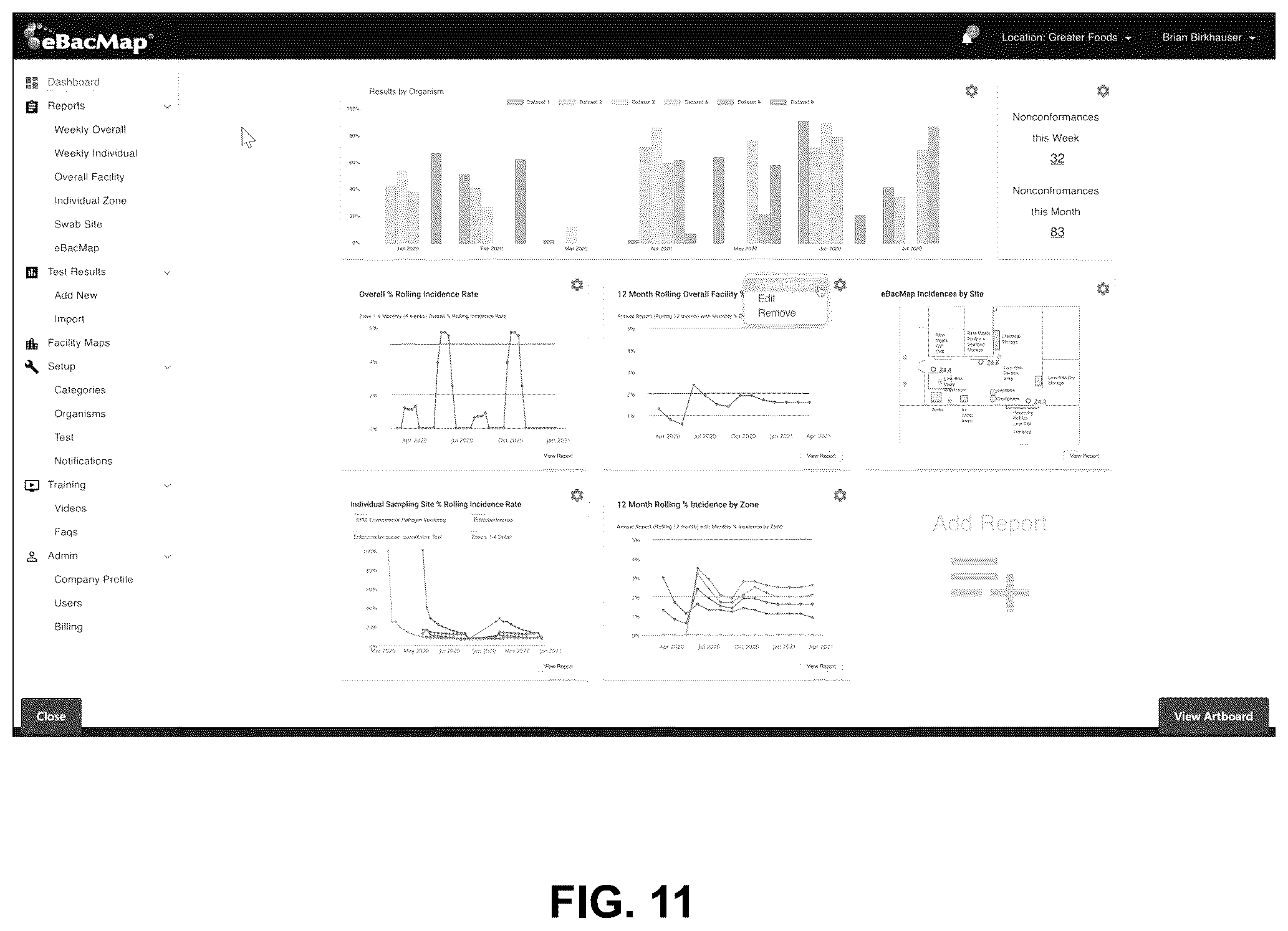 Patent US12332184 Figure 11 – System and method of tracking and graphically representing test results