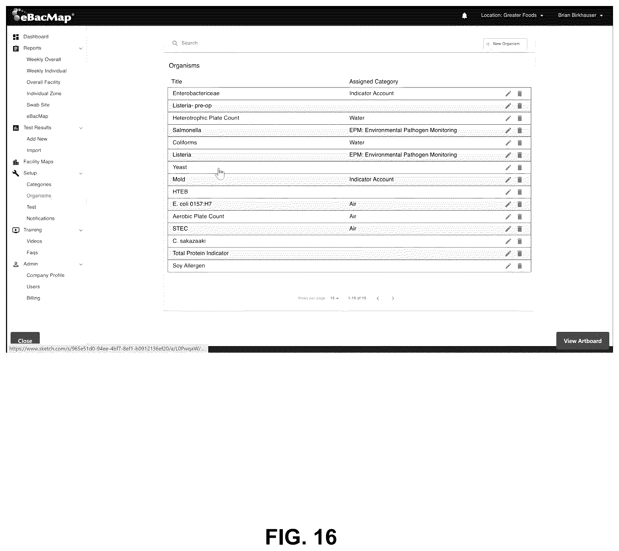 Patent US12332184 Figure 16 – System and method of tracking and graphically representing test results